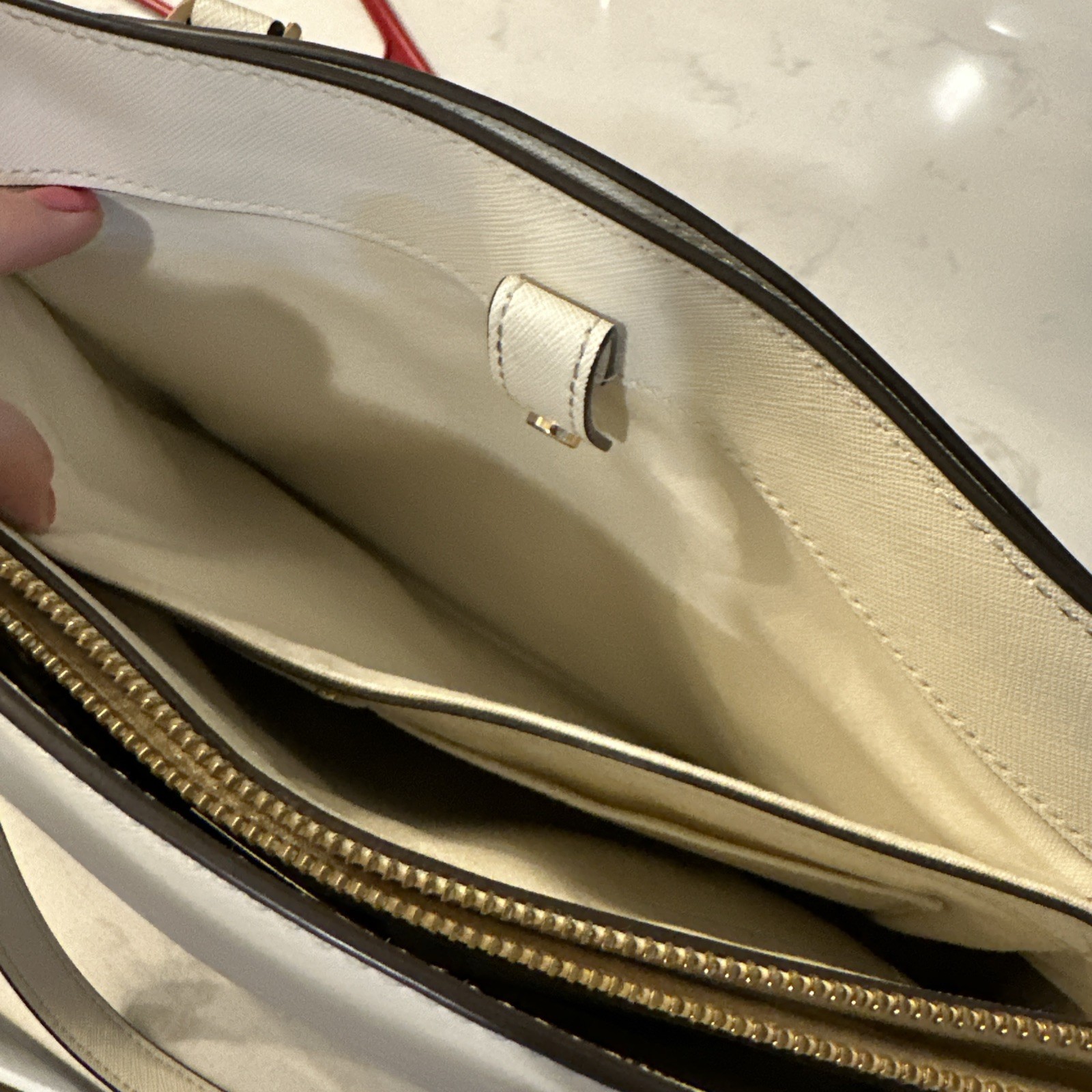 Tory Burch Tote Bag Shoulder Bag Robinson Medium Leather Ivory, Protective Bag.