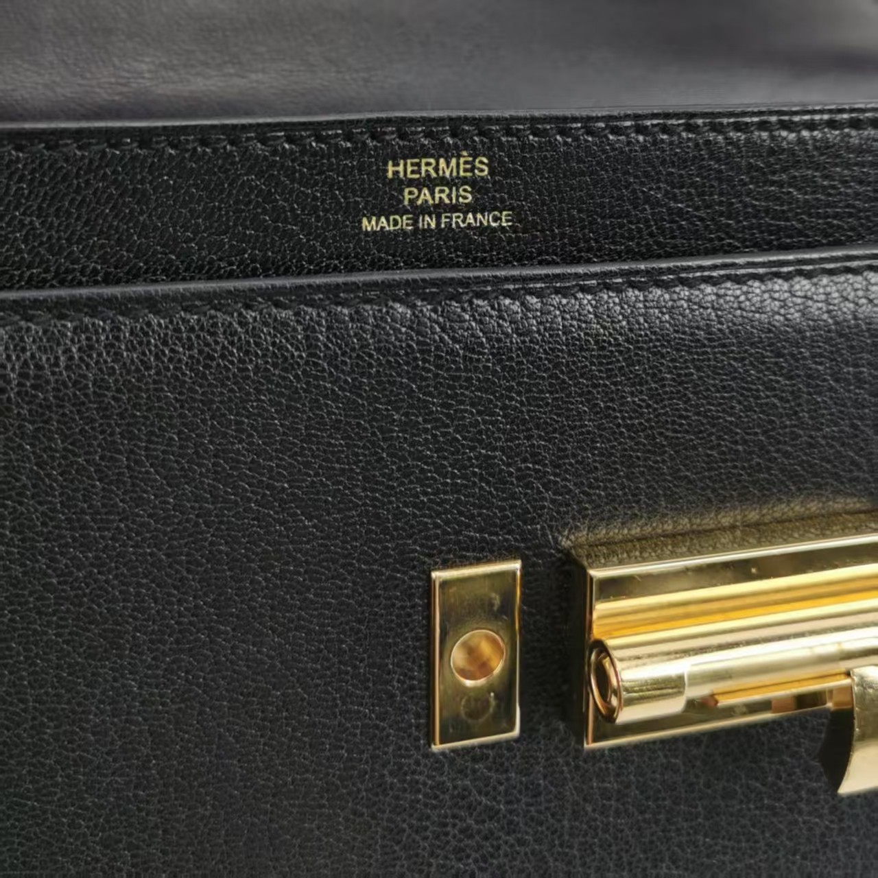 Hermes Verrou Mini 17 Chevre Mysore Black 89 Noir Permabrass Gold Hardware Auth