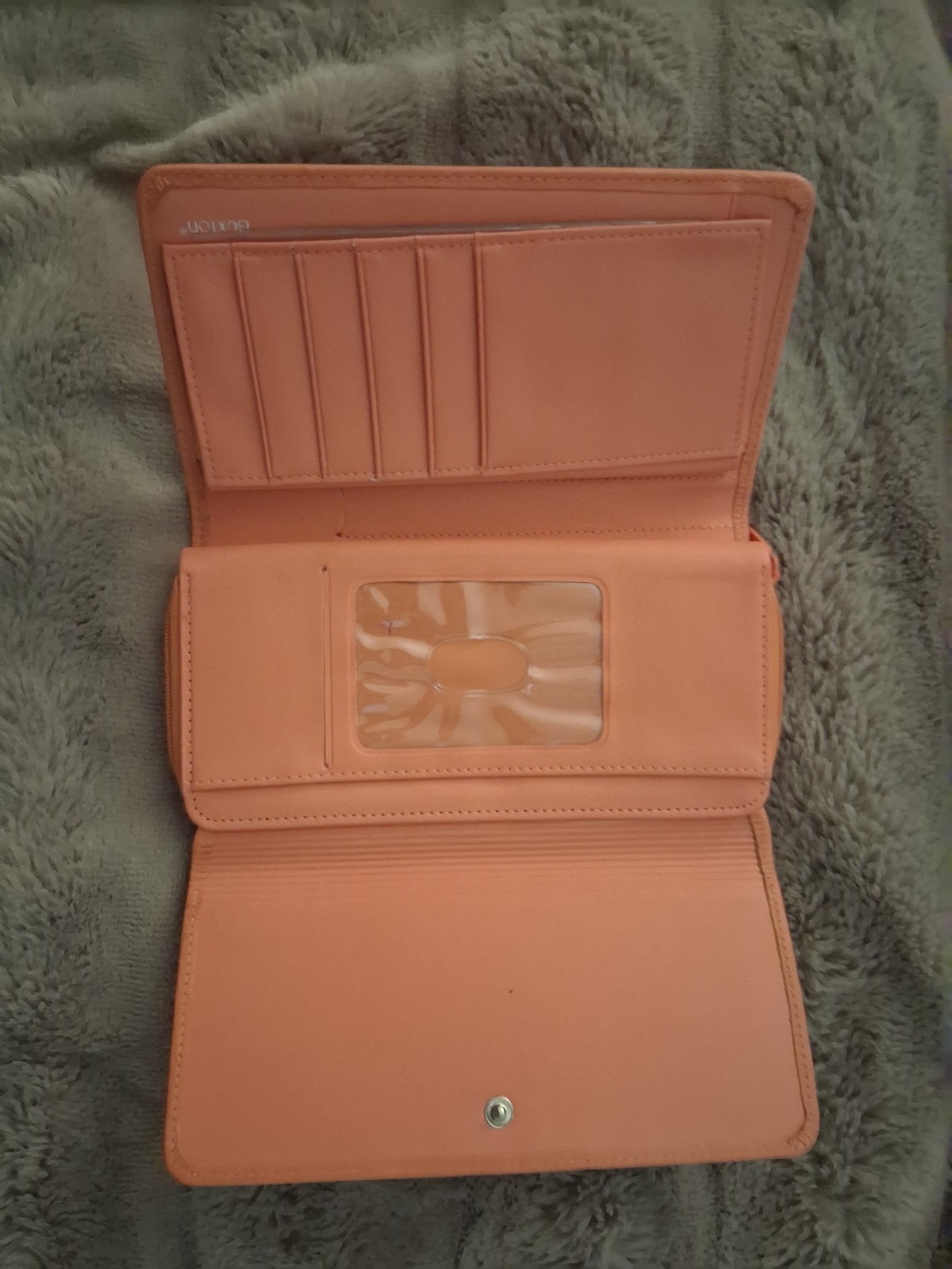 Vintage Buxton Bright Orange Leather Snap Closure Bifold Wallet with Check Book