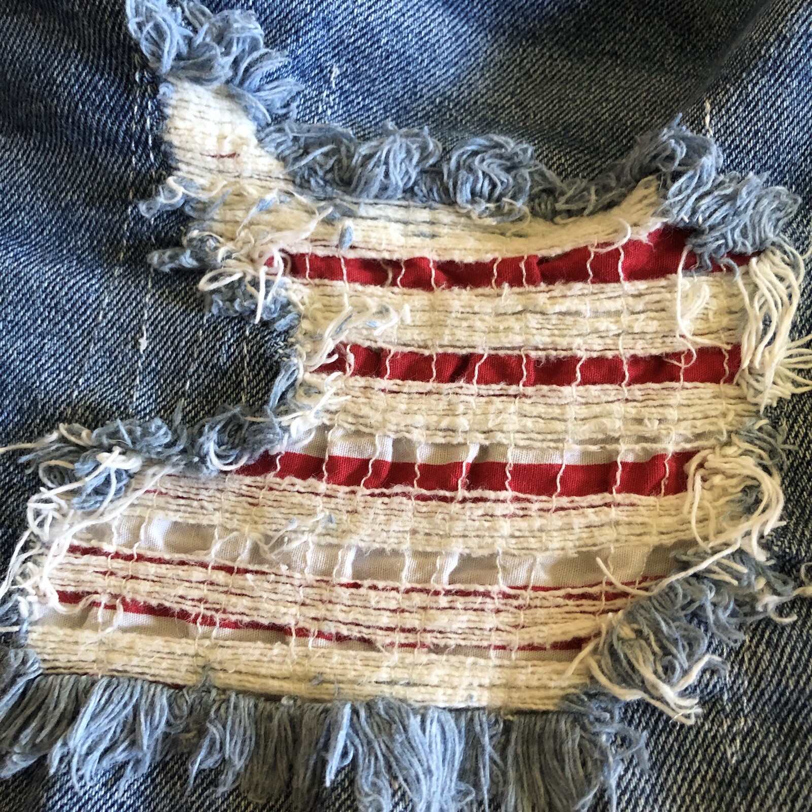 Curvy Distressed Patriotic American Flag Denim Jean Zip Up Shorts￼￼ Plus Size