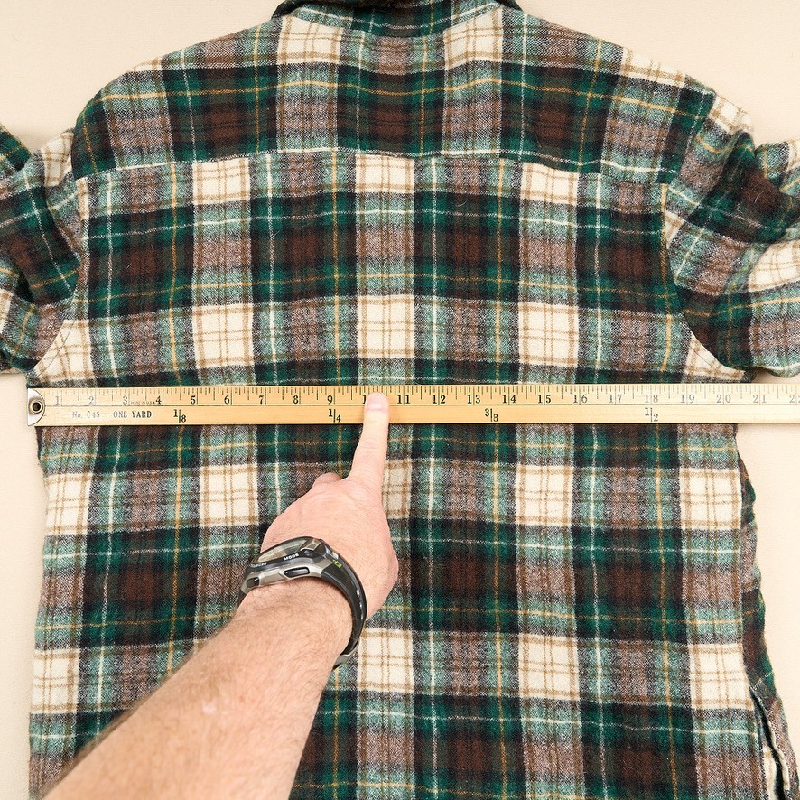 Arrow Sportswear Shacket Mens L Green Brown Plaid Lined Quilted Wool Vintage 70s