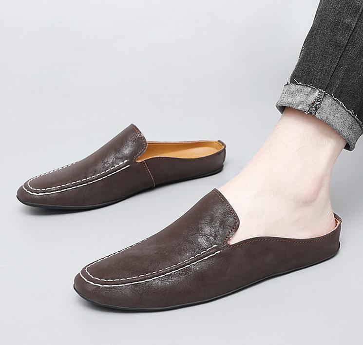 Men’s Faux Leather Pumps Shoes Business Casual Pointy Toe Gommino Slingback Chic