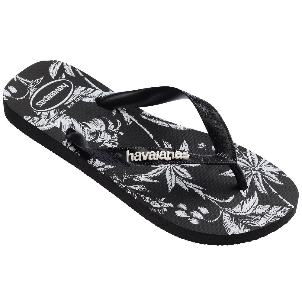 Havaianas Women Logo Flip Sandals – Black/White Print 7-8
