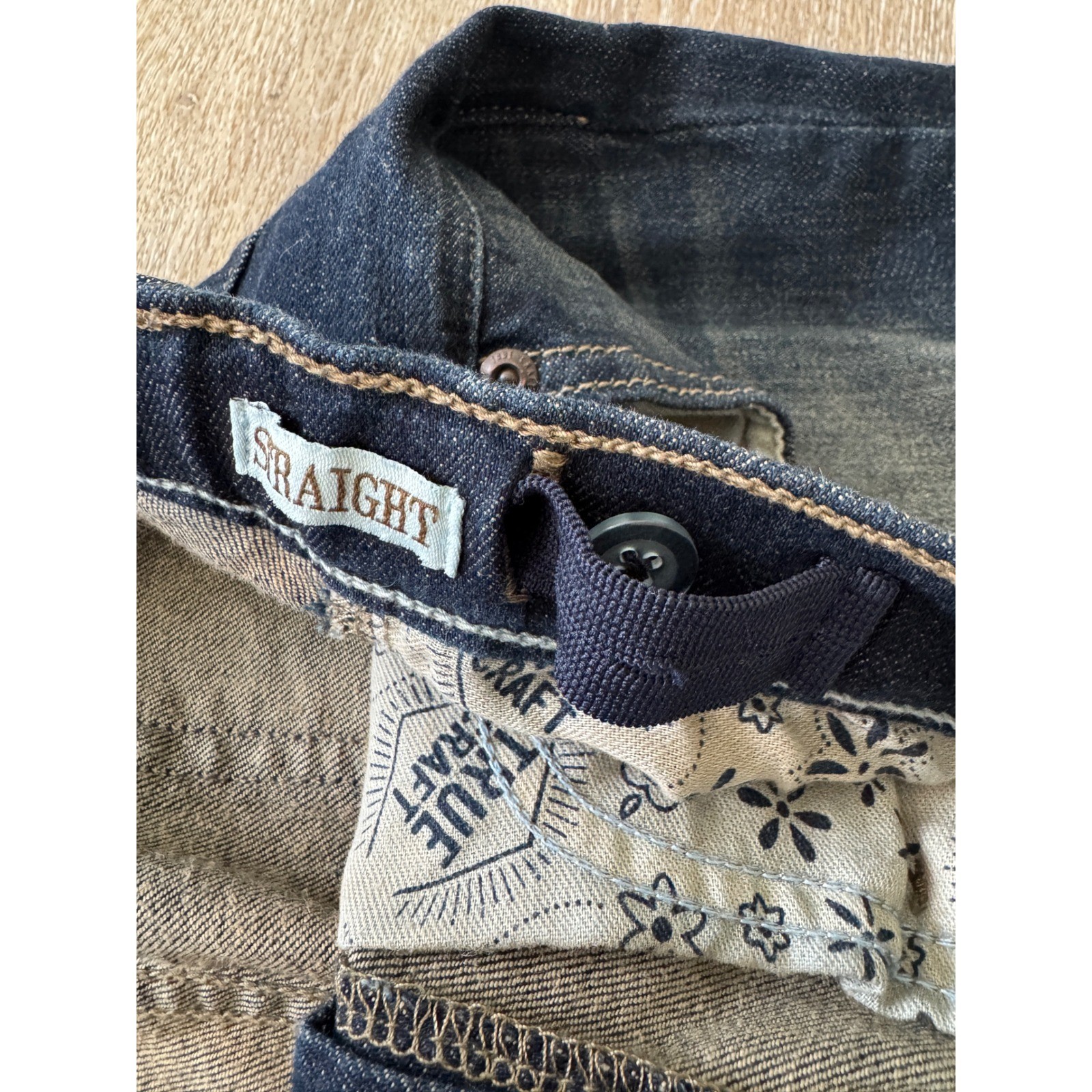 True Craft Flex Boys Straight Leg Jeans Dark Wash Size 16 Adjustable Waist N8601