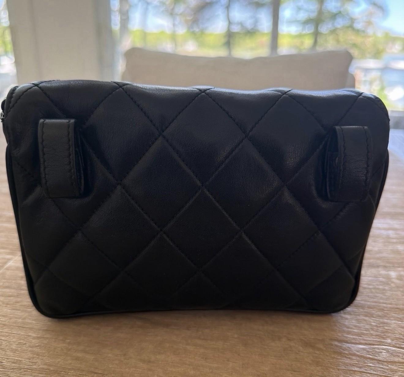 Authentic CHANEL Black Quilted flap CC belt waist bag Turn Lock Gold chain Strap