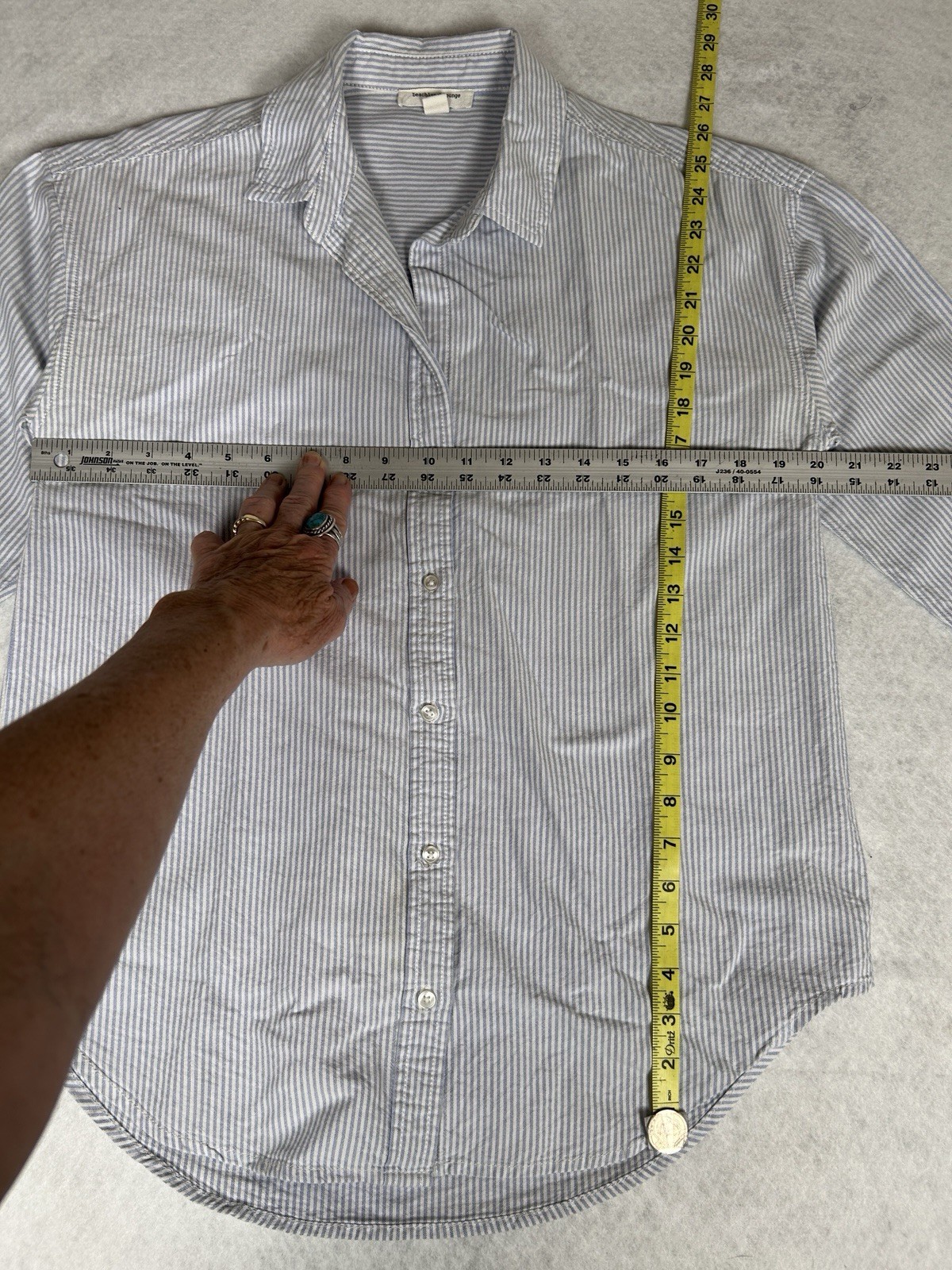 NWT Old Navy Linen Blend Natural Tan Button Long Boyfriend Shirt Blouse 14TALL