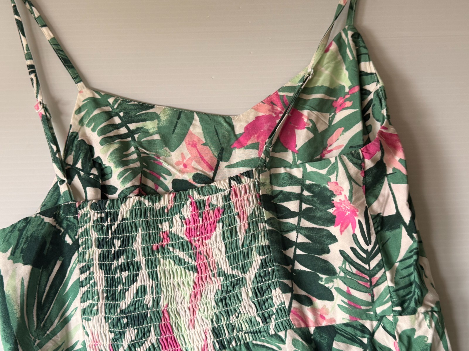 tropical floral spaghette strap fit and flare sundress