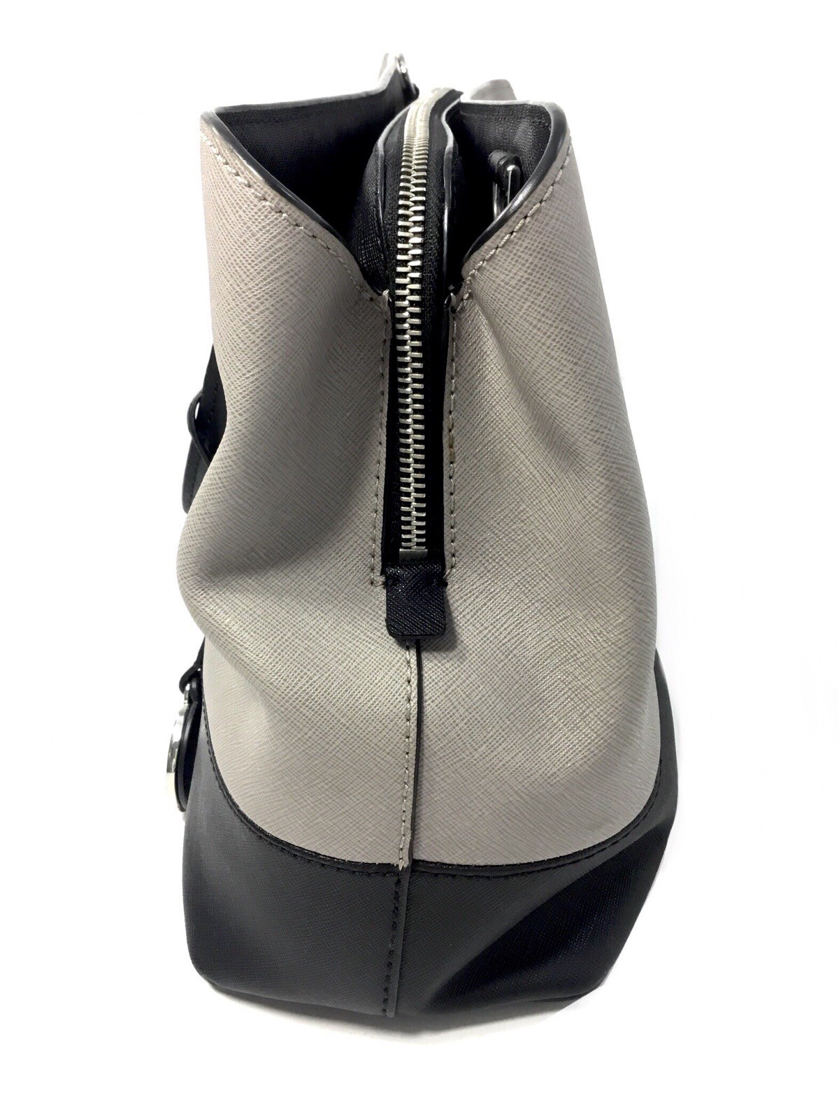 MICHAEL Michael Kors Savannah Large Satchel (Pearl Grey/Black) 30F7SS7S3T-PGBLK
