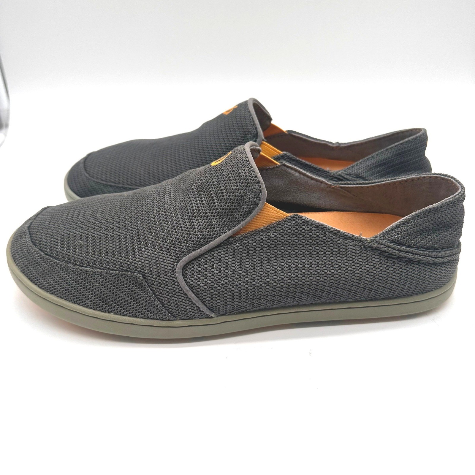 OluKai Nohea Mesh Mens Slip On Shoes Charcoal Grey Orange 10138-4242 Size 10.5