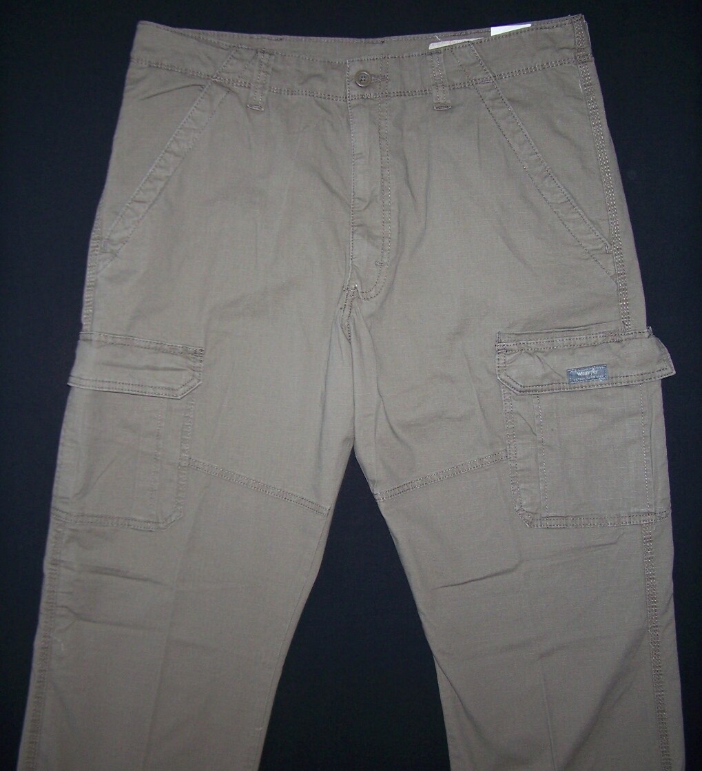 Men’s Wrangler RipStop Cargo Pants w/ Stretch Relaxed Fit Barley CHOOSE SIZES