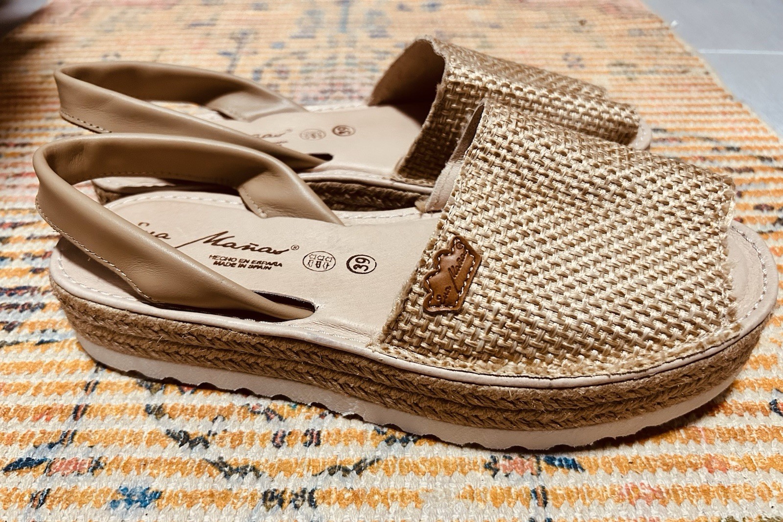 Eva Mañas Platform Espadrille Sandals Raffia Slingback Beach Open Toe 39