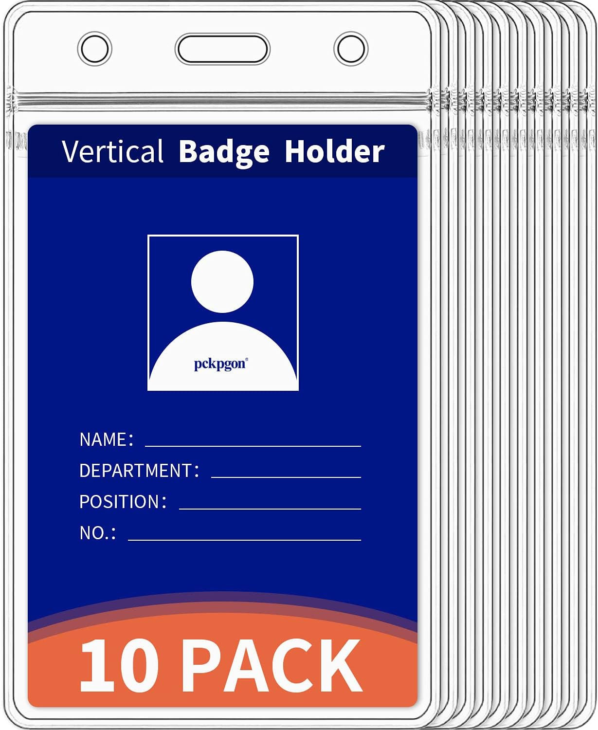 Vertical ID Badge Holders, 10 Pack, Clear Plastic Work Card Sleeve, Name Tag Hol