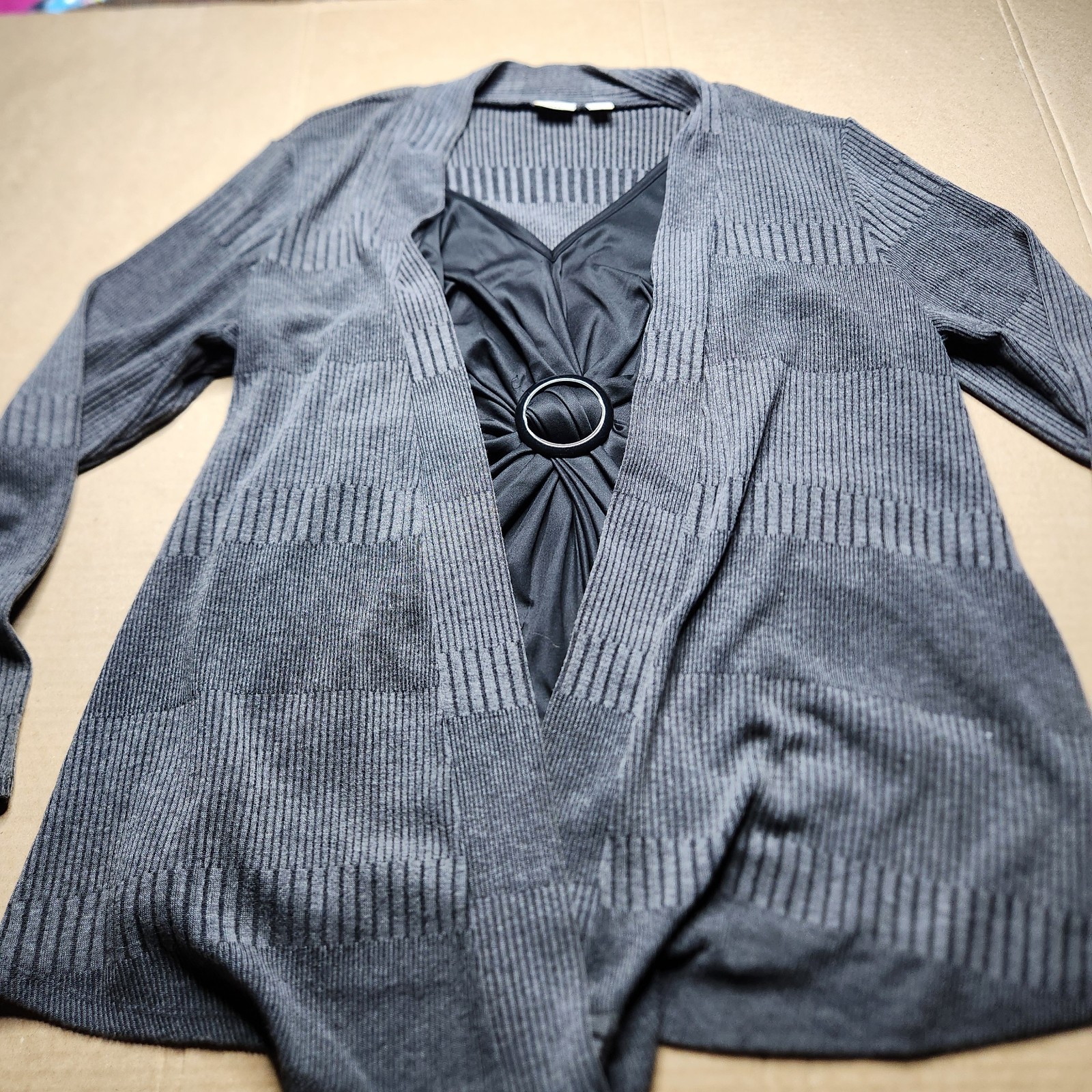 CATO Gray Cardigan Black Shirt All In One Womens 22/24W