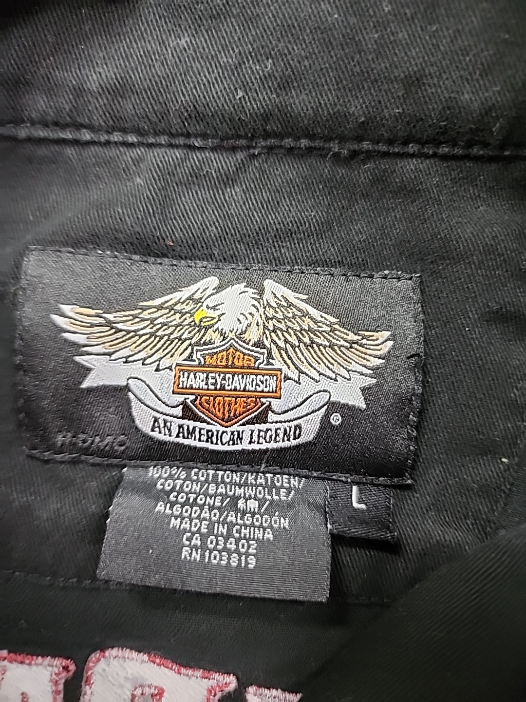 Harley Davidson Mens Button Up V-Twin Power Biker Shirt Black Sz L | 19
