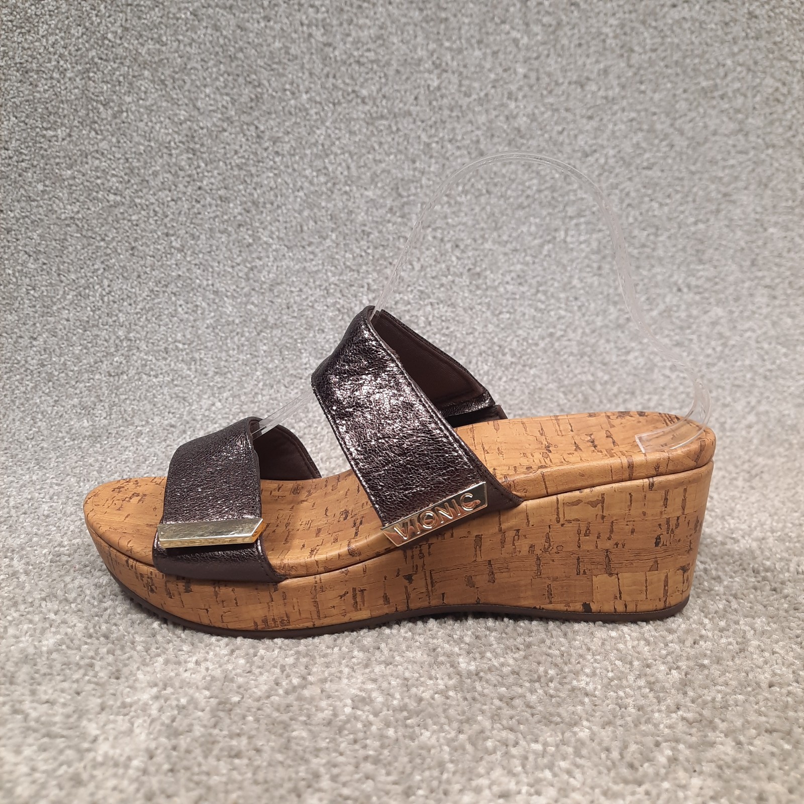 Vionic Pepper Sandals Women Size 9 Wide Brown Wedge Metallic Platform Comfort