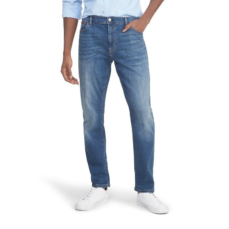 Tommy Hilfiger 36×30 NEW Dark Blue Denim Jeans Straight Stretch Slim Sustainable