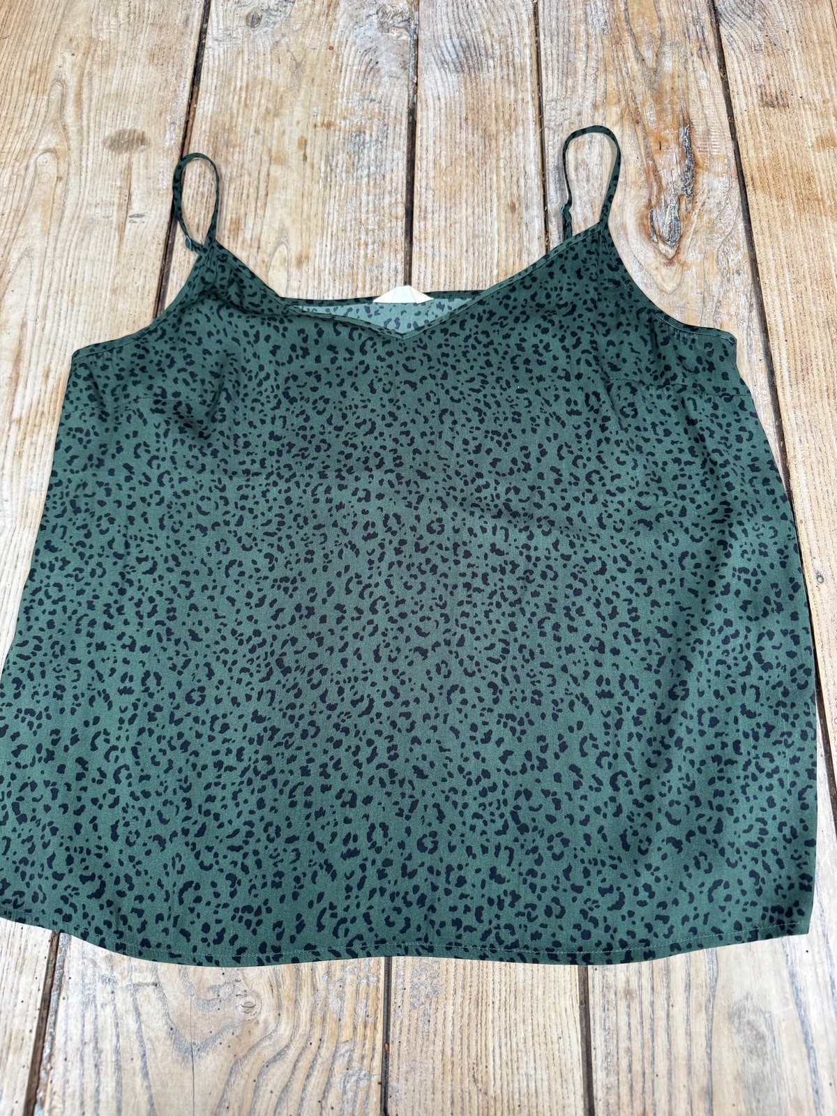 Fantastic HUSH Dark Green & Black Leopard Print Silky Camisole Cami TOP, 16 *4