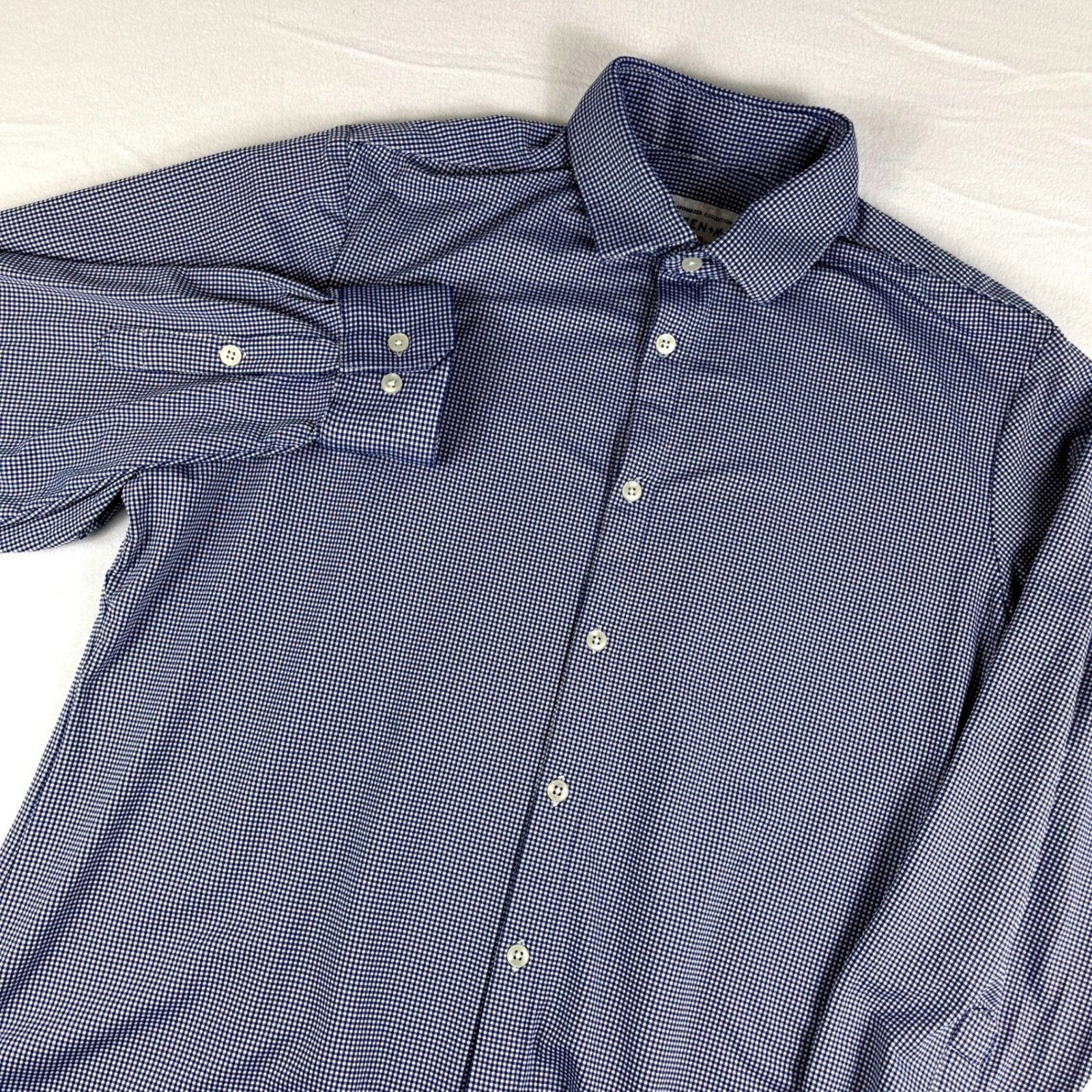 Mizzen+Main Spinnaker Collection Mens L Standard Gingham Dress Shirt Blue White