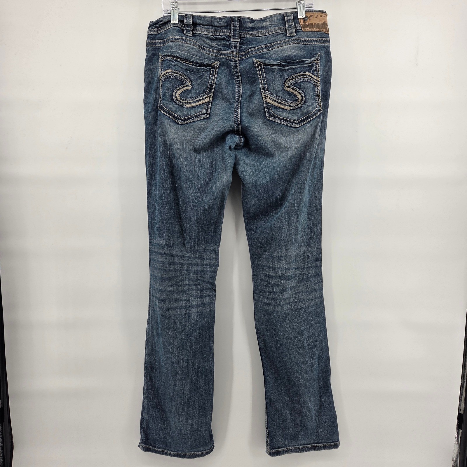 Silver Jeans Suki Mid Baby Boot W34 L33 Blue Super Stretch Denim Y2K Boho