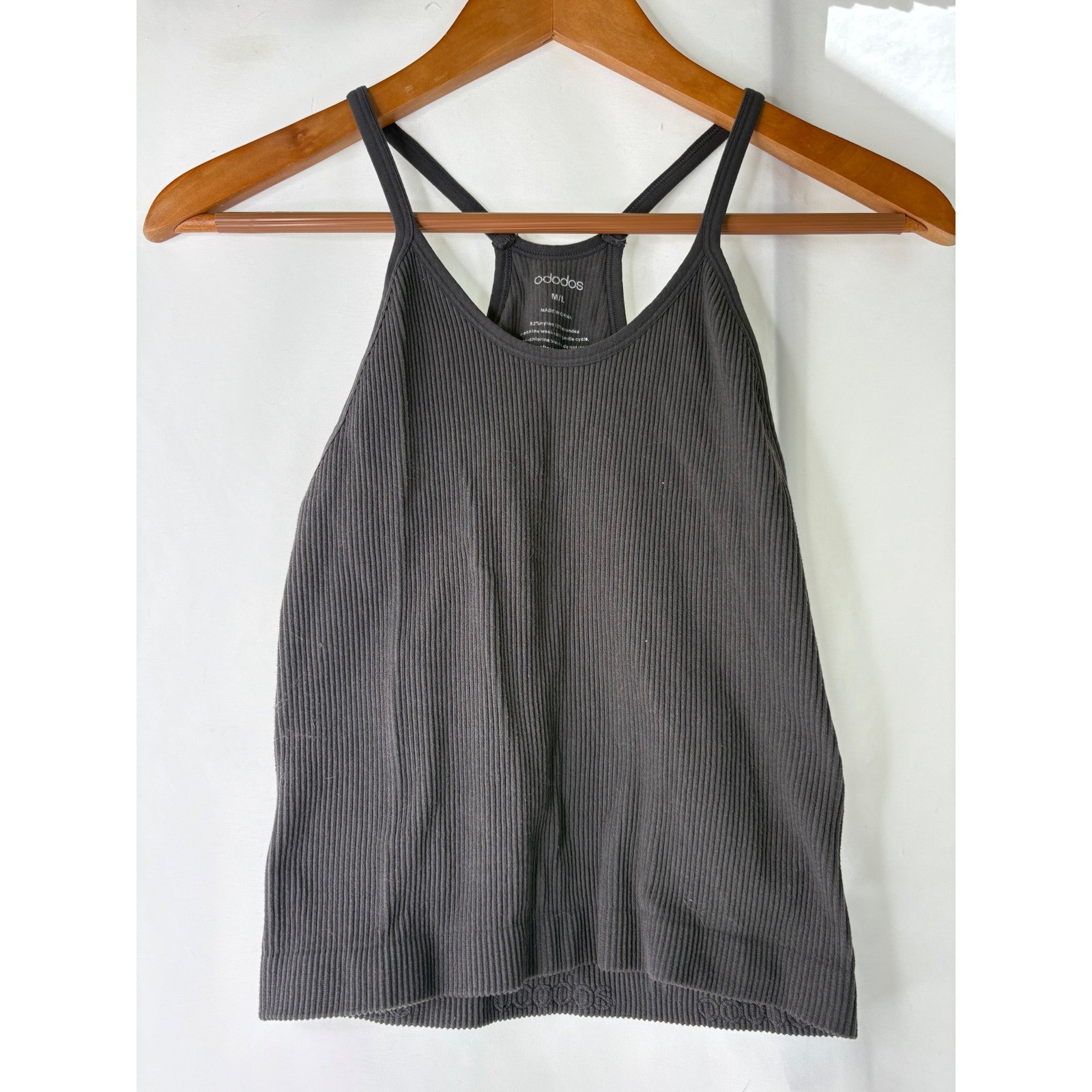 Ododos Ribbed Seamless Racerback Tank Top Dark Gray M/L Athletic Yoga Camisole