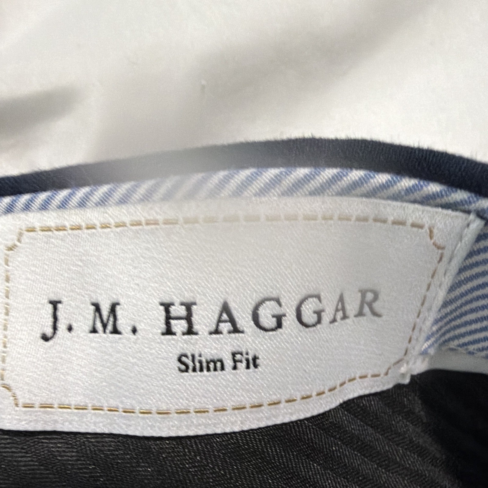 J.M. Haggar Men’s Navy Slim Fit 2-Piece Suit 40R 34×30 Stretch Flat Front