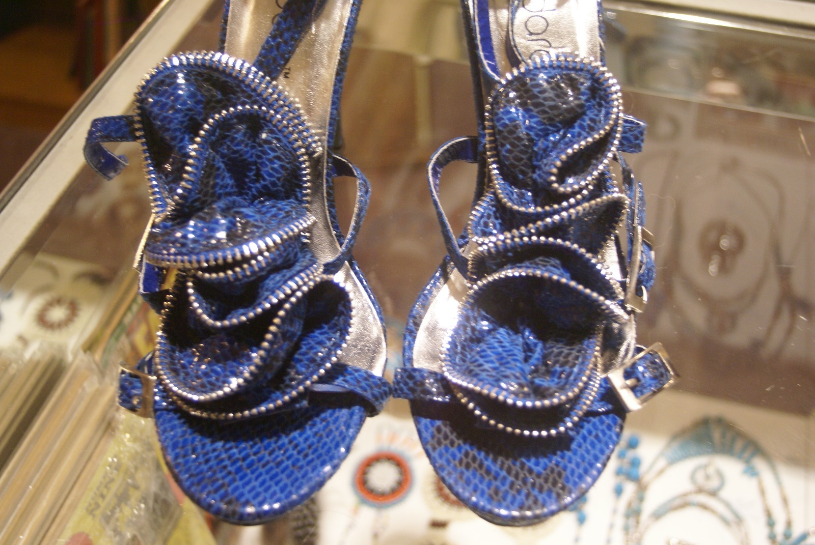 Nadara blue synthetic strappy high (3in and up) heel sandals size 8.5 B