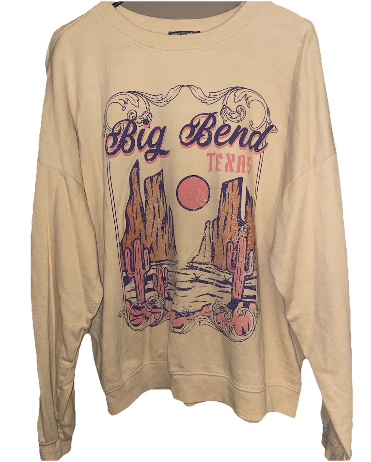 Women’s Attitude Not Included Brand Big Bend Texas Over Sized Sweatshirt Sz L