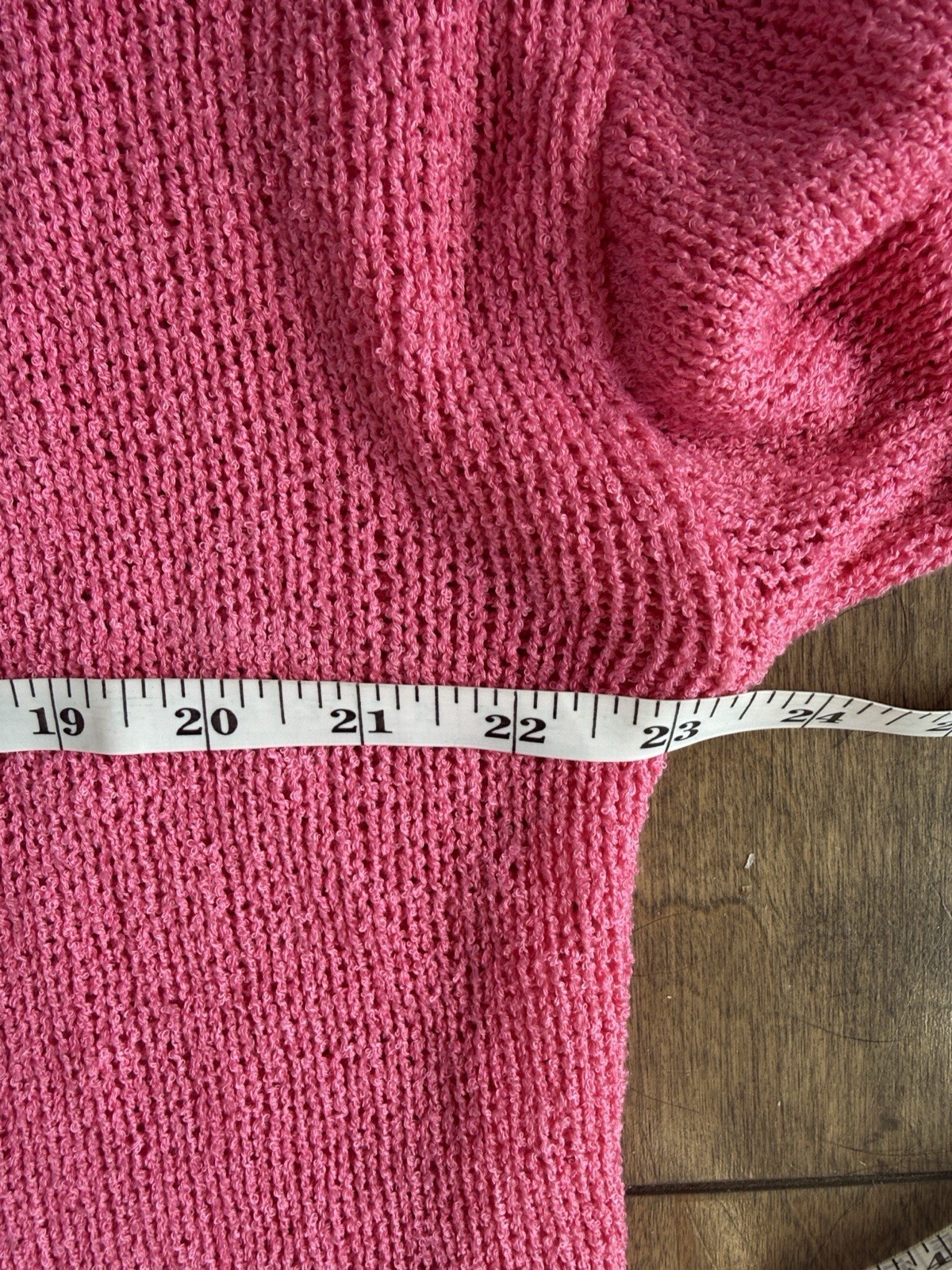 Mia & Tess Pink Open Knit Hooded Pullover Sweater Button Drawstring L