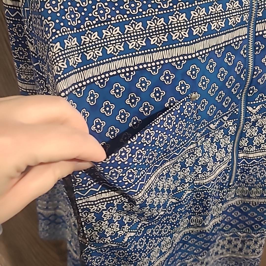 Catherines 1/2 Zip Blue Geometric Blouse Top Plus Size 4X Western Lightweight