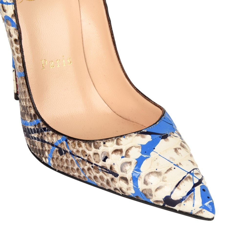 Christian Louboutin Shoe Snakeskin Graffiti Pigalle 115mm Rare 35 / 5 New