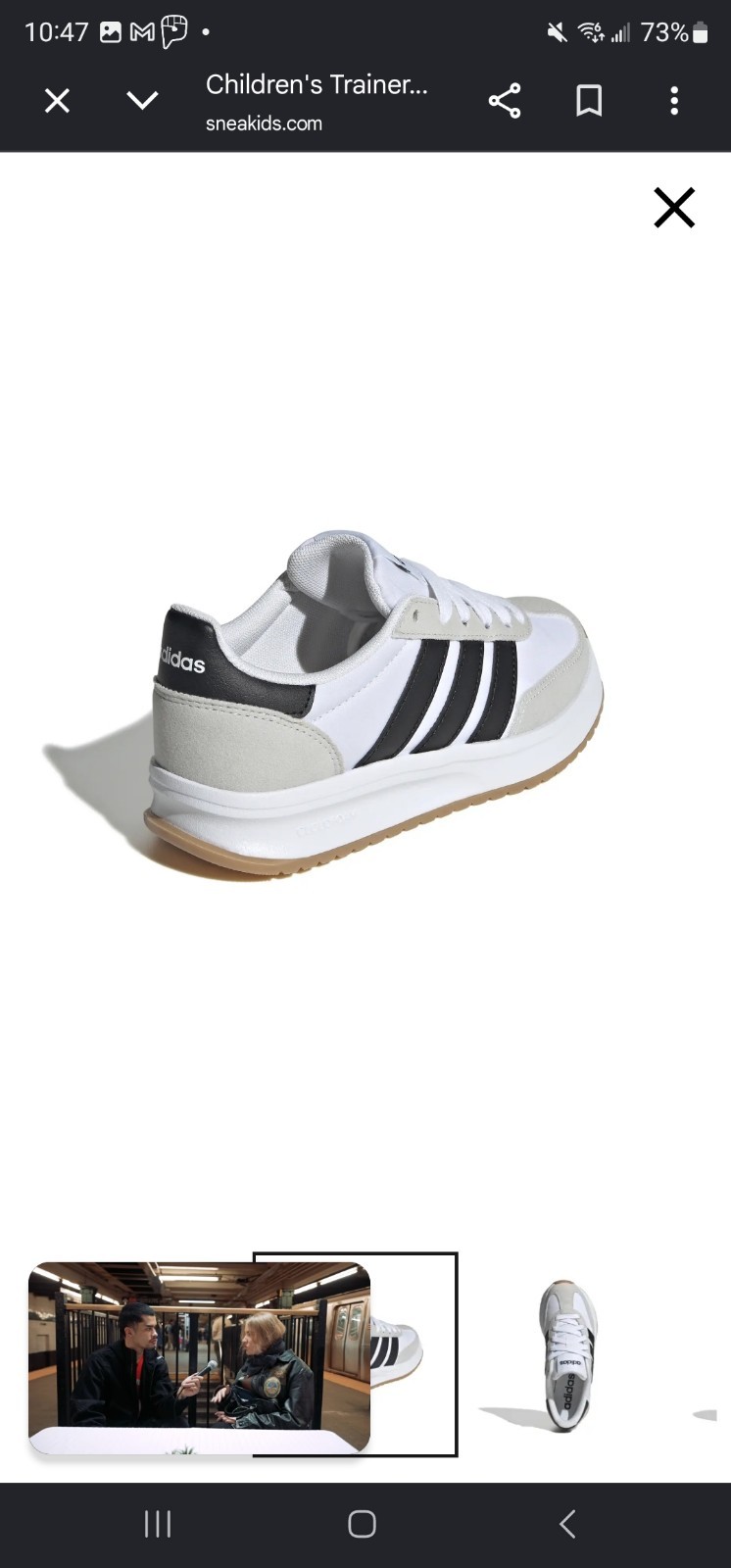Adidas Run 70s 2.0 J White Black Youth Size 6 Fits Womens 7.5 Sneaker JI2266 New