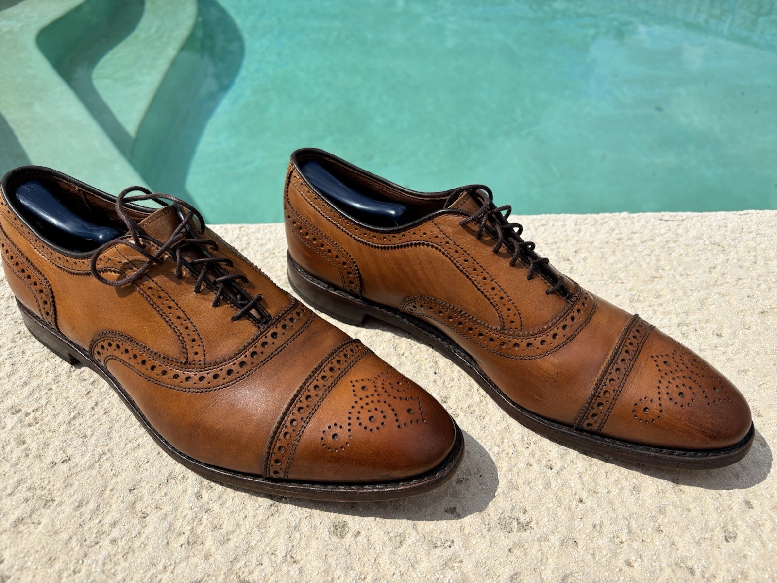 Allen Edmonds Walnut Strand 1635 Cap-Toe Oxford Brown Leather Dress Shoes Sz 13D