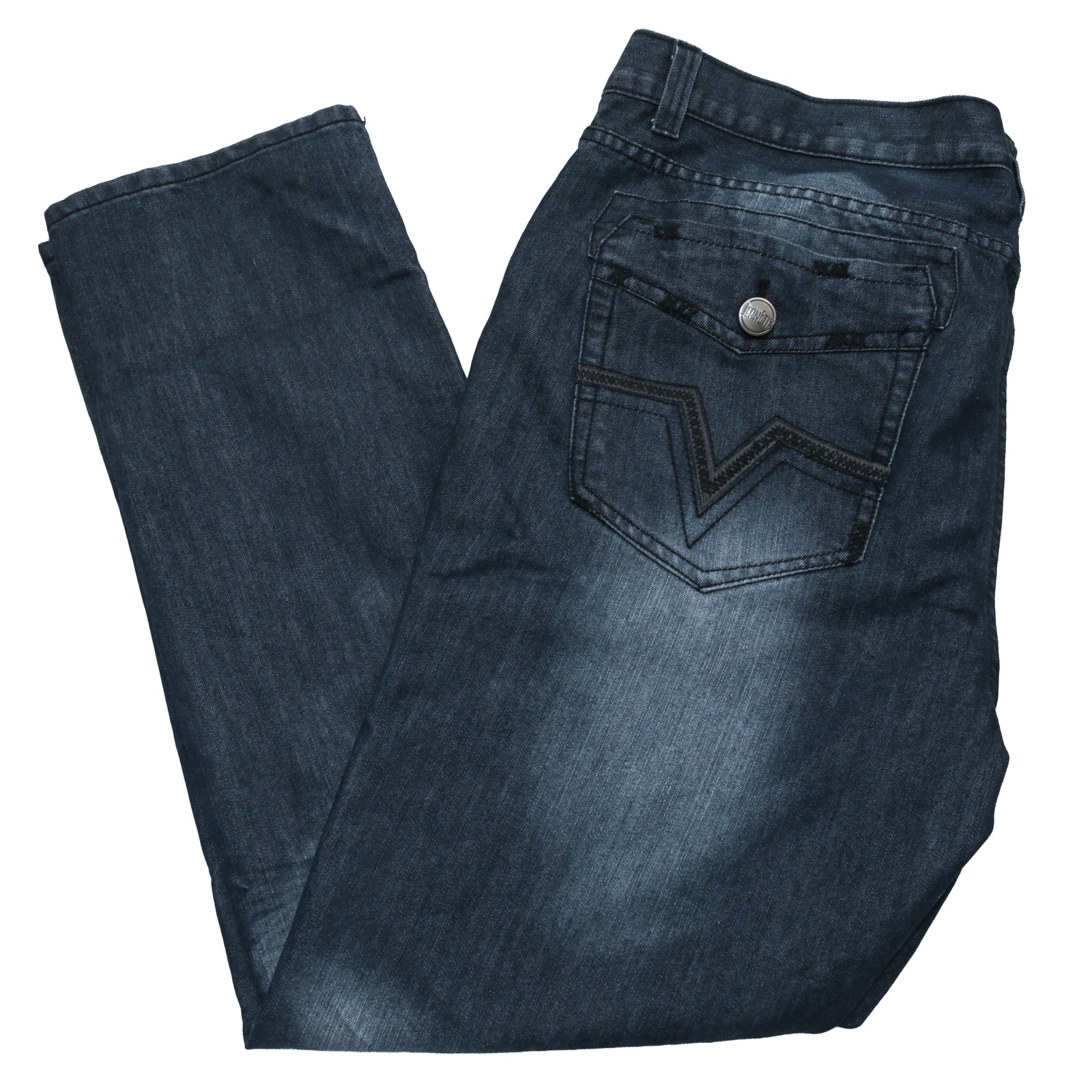 Jeanetix Mens Jeans Tall 40×32 Dark Blue Distressed 25Denim Cotton Blend