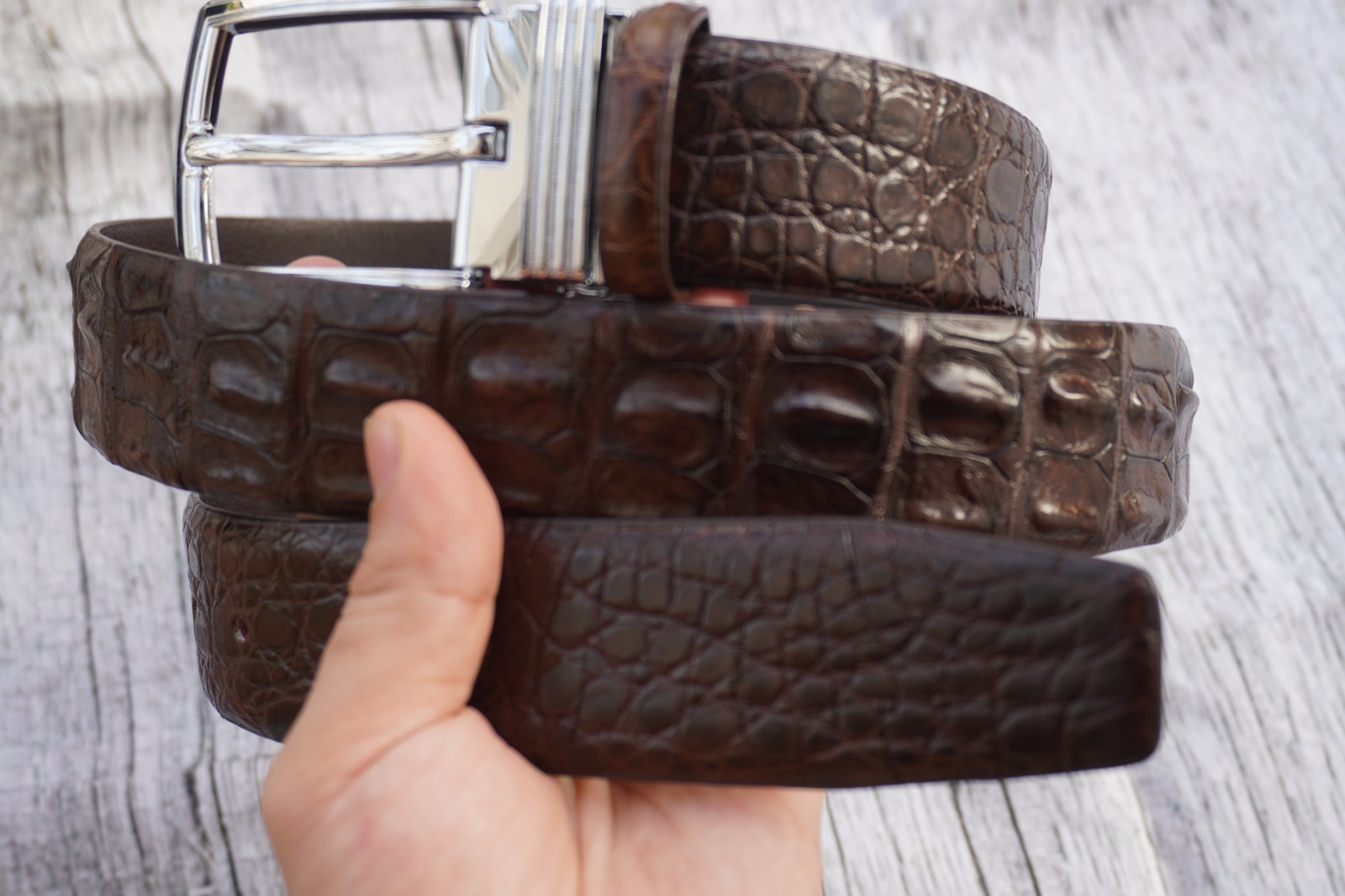 Brown Genuine Crocodile Hornback Leather Skin Men’s Belt W 1.3 inch #T34