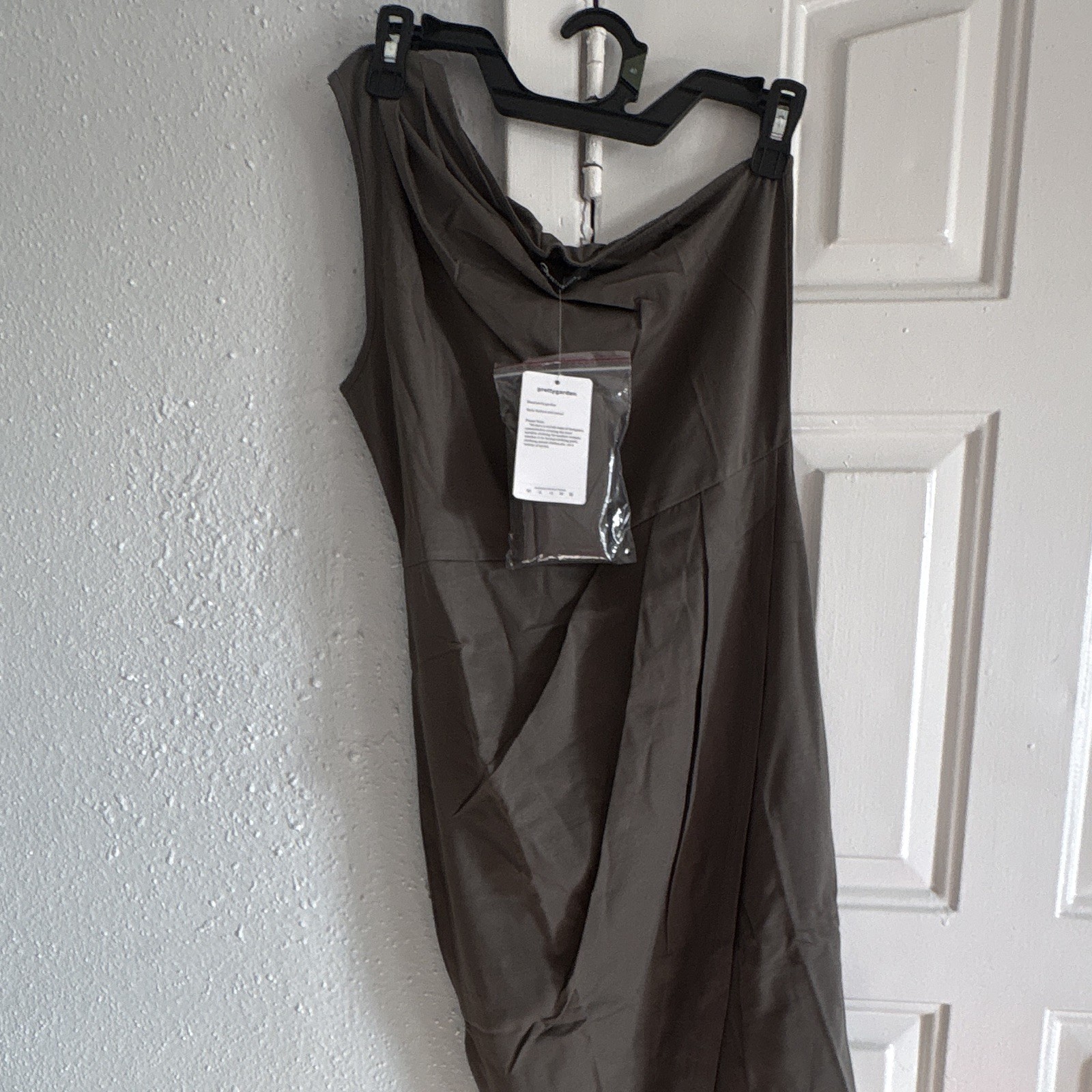 Prettygarden Women’s Brown Solid Midi Pencil Skirt, Size L Regular, Zip Closure