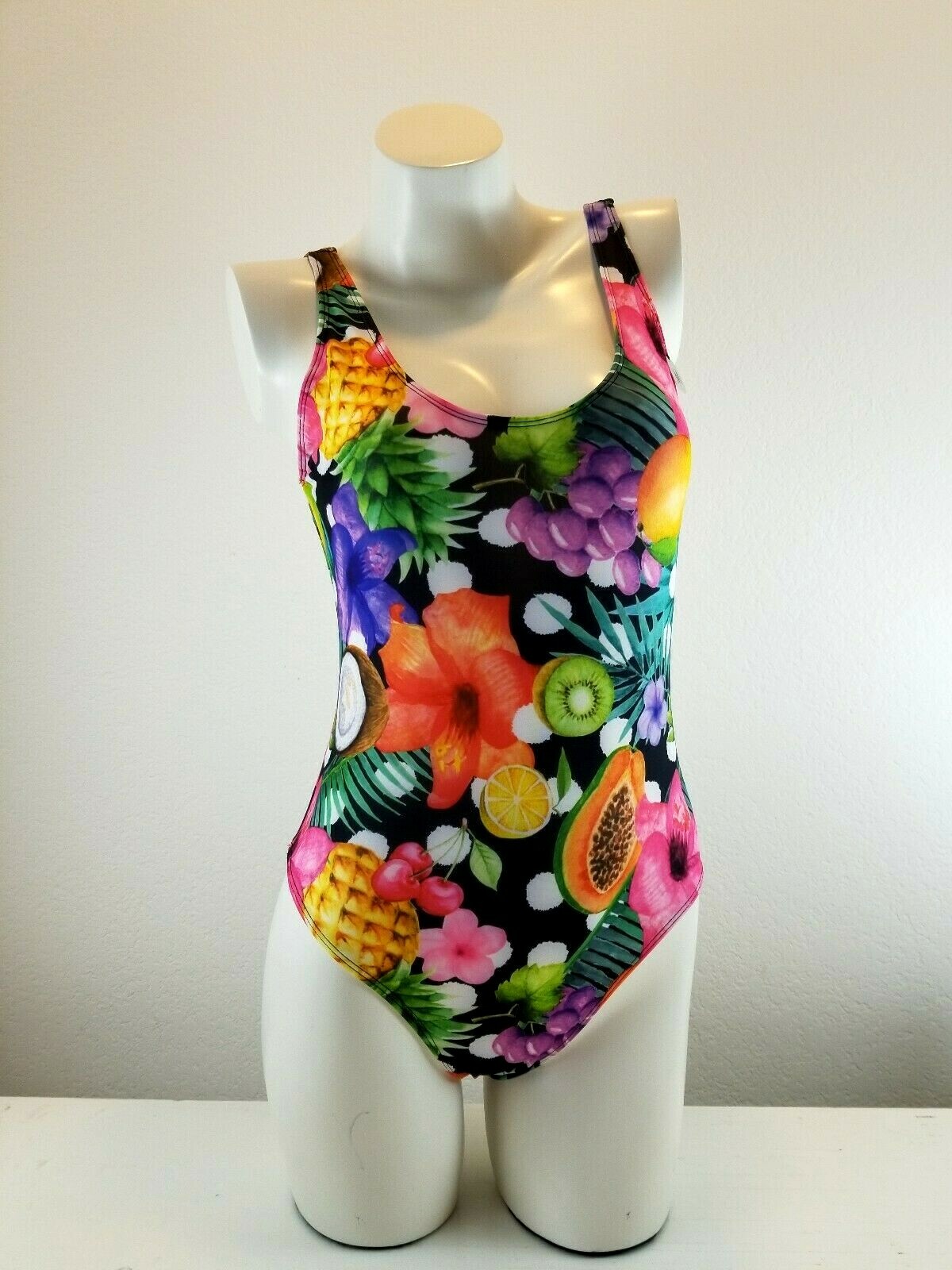 Forever 21 One Piece Swimsuit Womens Large Tropical Multicolor Open Back