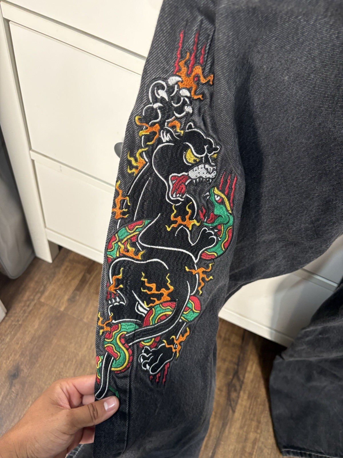 Ninth Hall Japanese Style Embroidery On Ambush Jeans, Size 33 Black Jeans