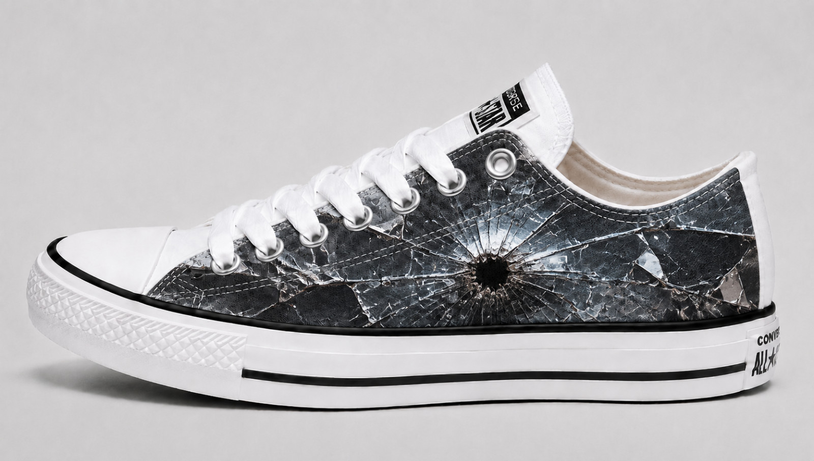 Custom Converse Broken Glass Art Sneakers Low Top Unique Streetwear Shoes
