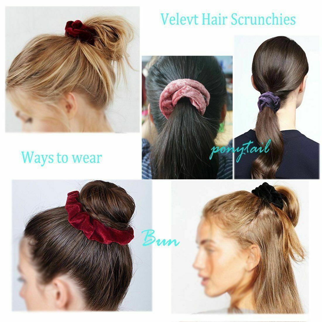 Lot Women Girl Hair Scrunchies Velvet Elastic Hair Bands Scrunchy Rope Ties