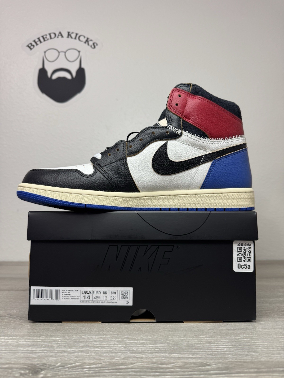 Size 14 – Jordan 1 Retro High OG Fragment x Union LA Men’s IO7847-002 Brand New