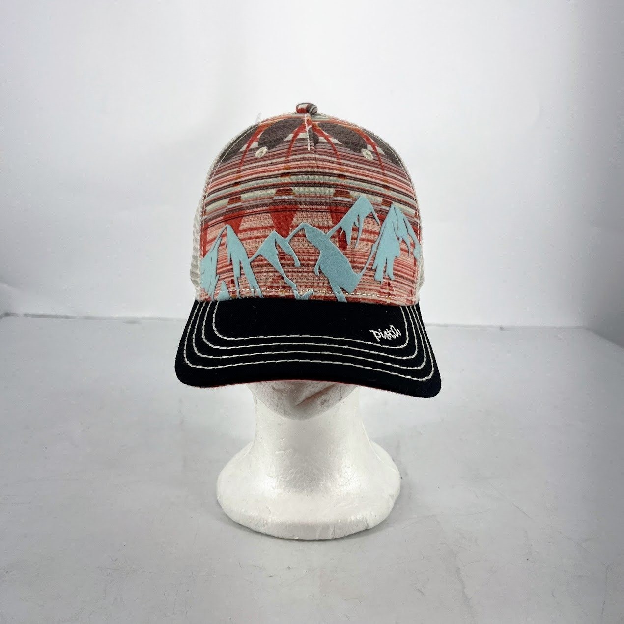 Pistil Trucker Hat Mountain Graphic Southwestern Mesh Snapback Hat Multicolor