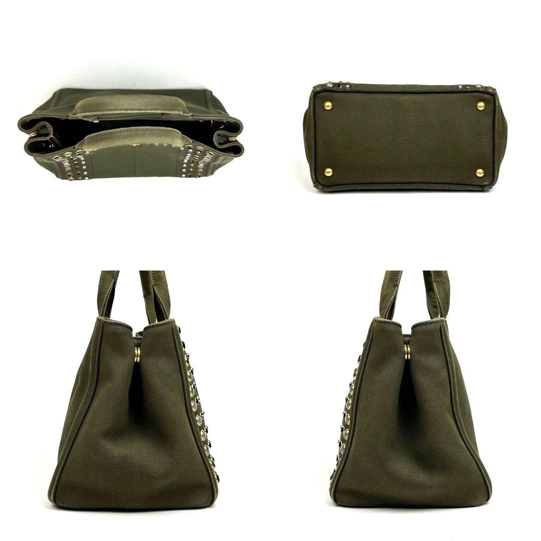 Prada Canapa Denim Crossbody Bag Khaki Green Vintage Authentic 2WAY Tote