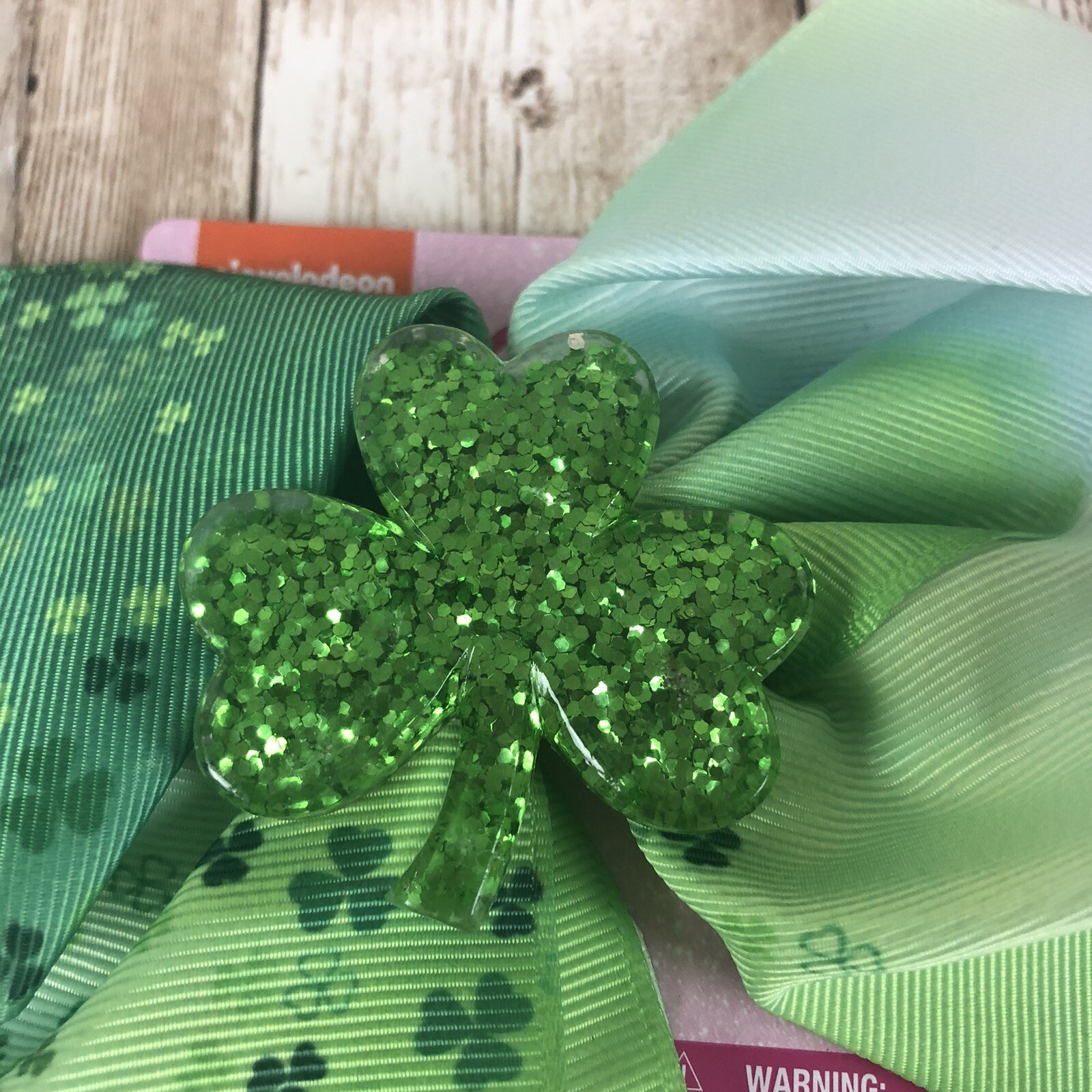 JoJo Siwa Hair Bow St Patrick Day Glitter Shamrock Green Alligator Clip New