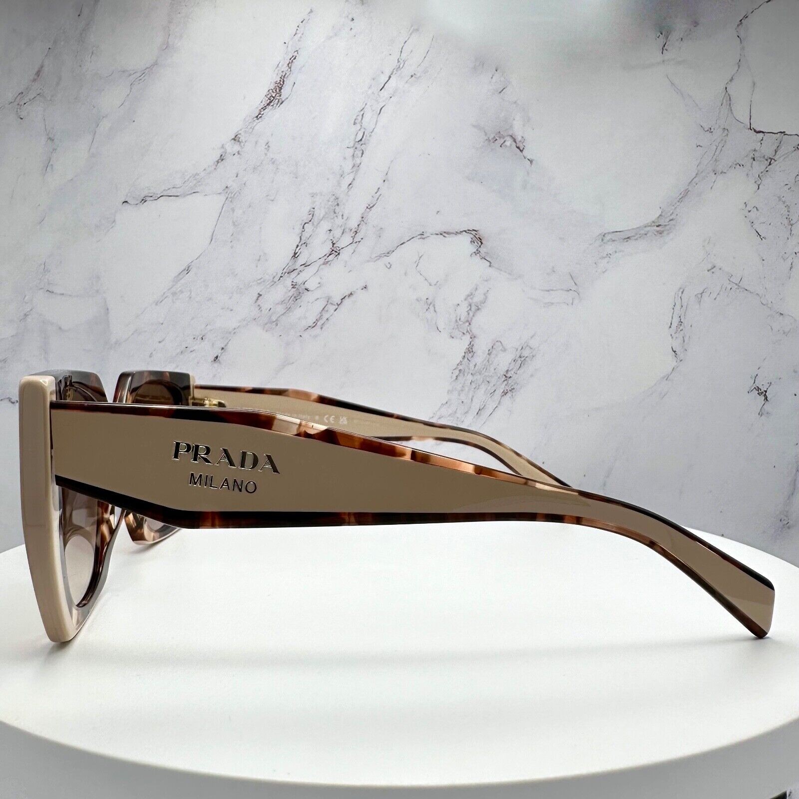 PRADA Sunglasses Brown PR 15WS 01R0A6 Square Womens Beige Tortoise Gold