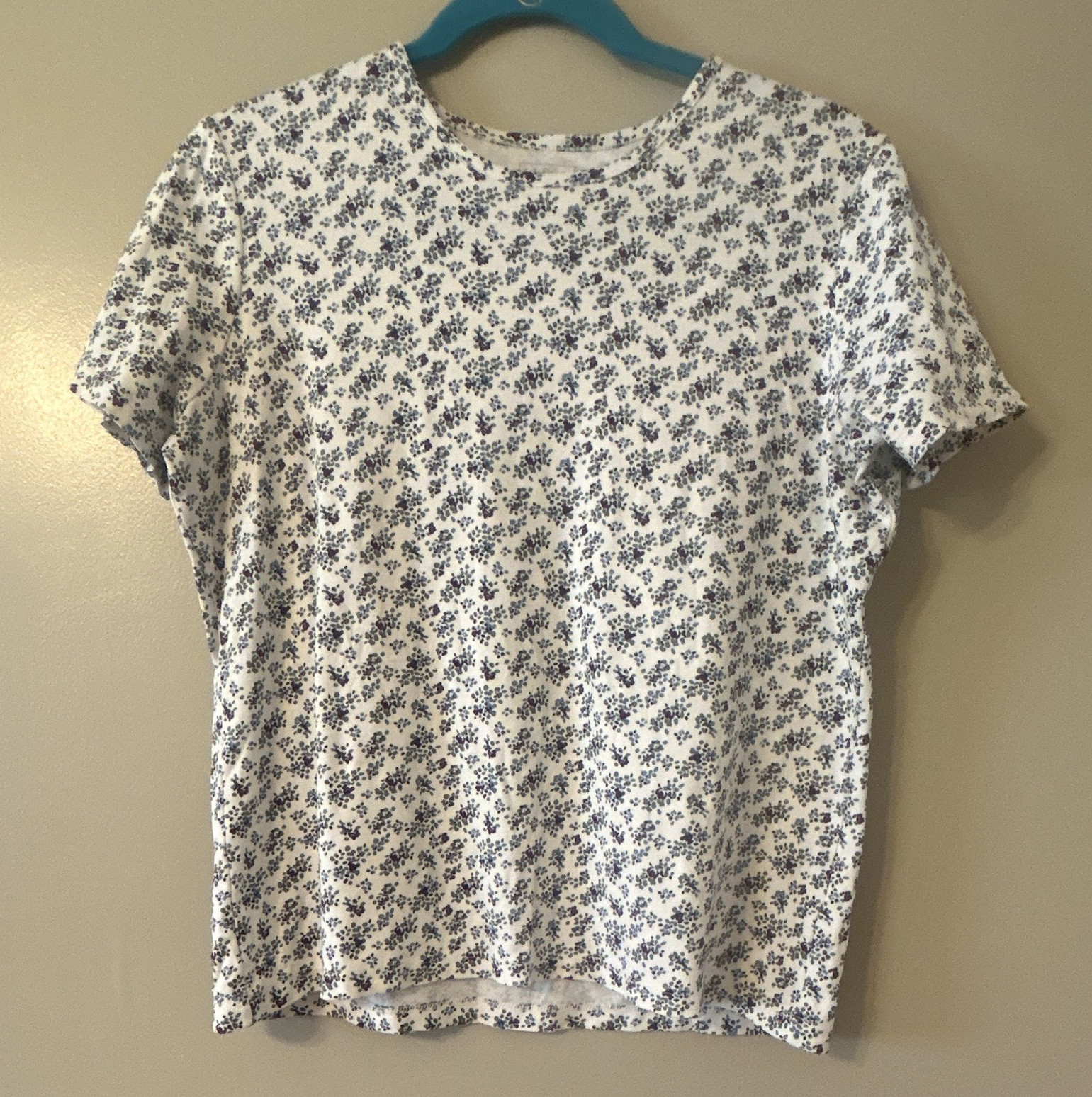 L.L.Bean Supima Cotton Knit Floral Crewneck Short Sleeve T-Shirt Women’s M