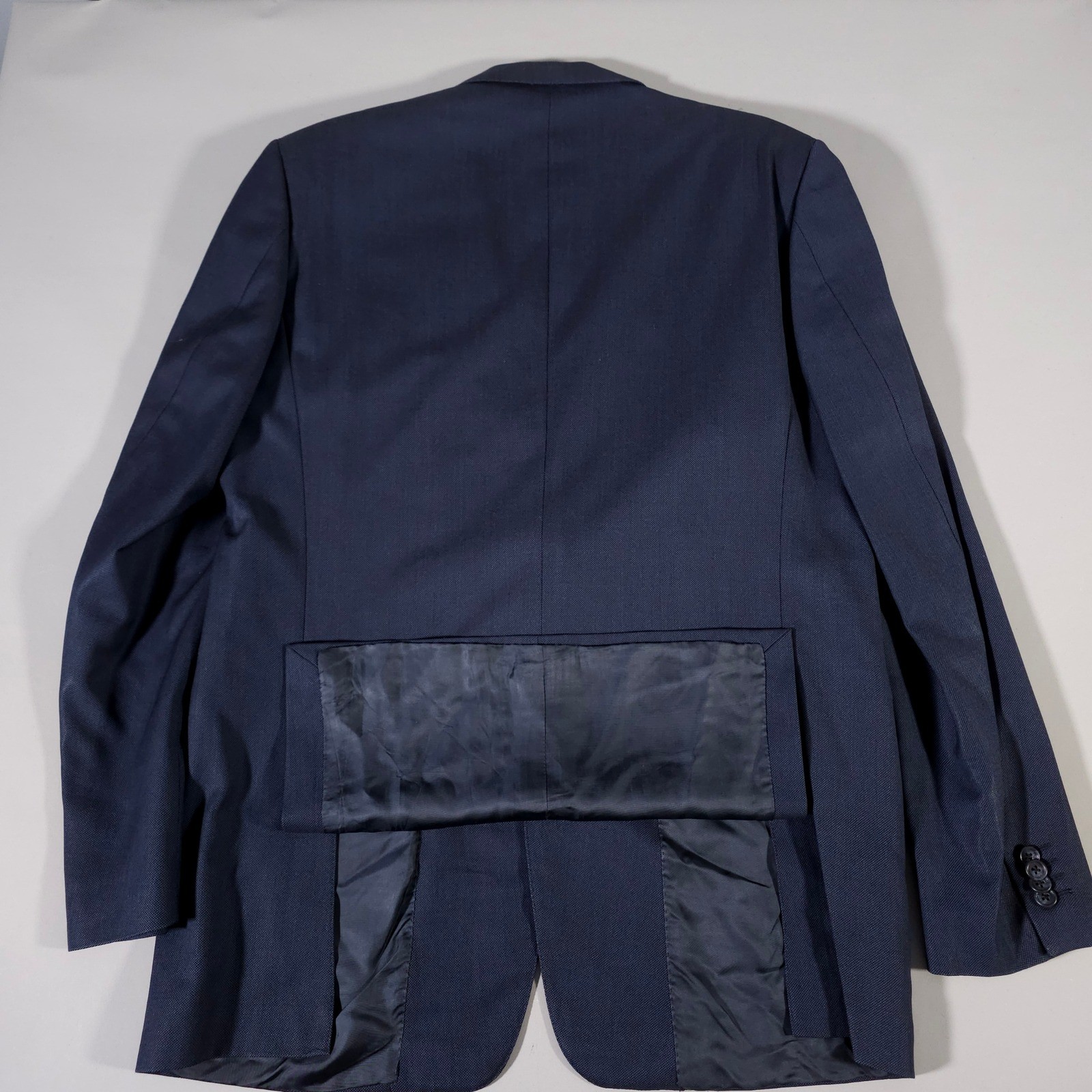 Corneliani Suit Men 44/54L Navy Blue Virgin 110 Wool Pleated Pant Made in Italy