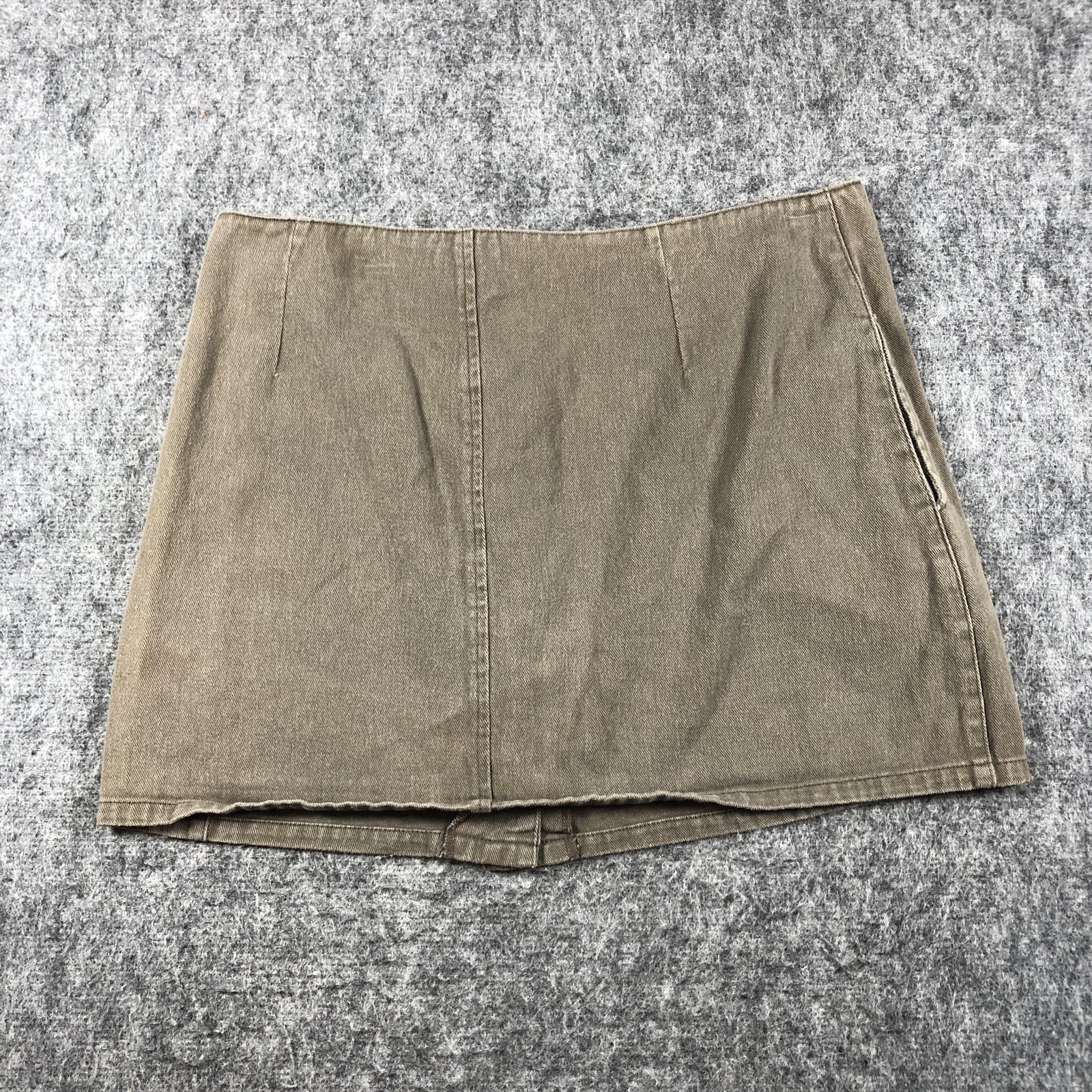 Chloe & Katie A Line Mini Skirt Womens XL Brown Button Front Twill Cotton