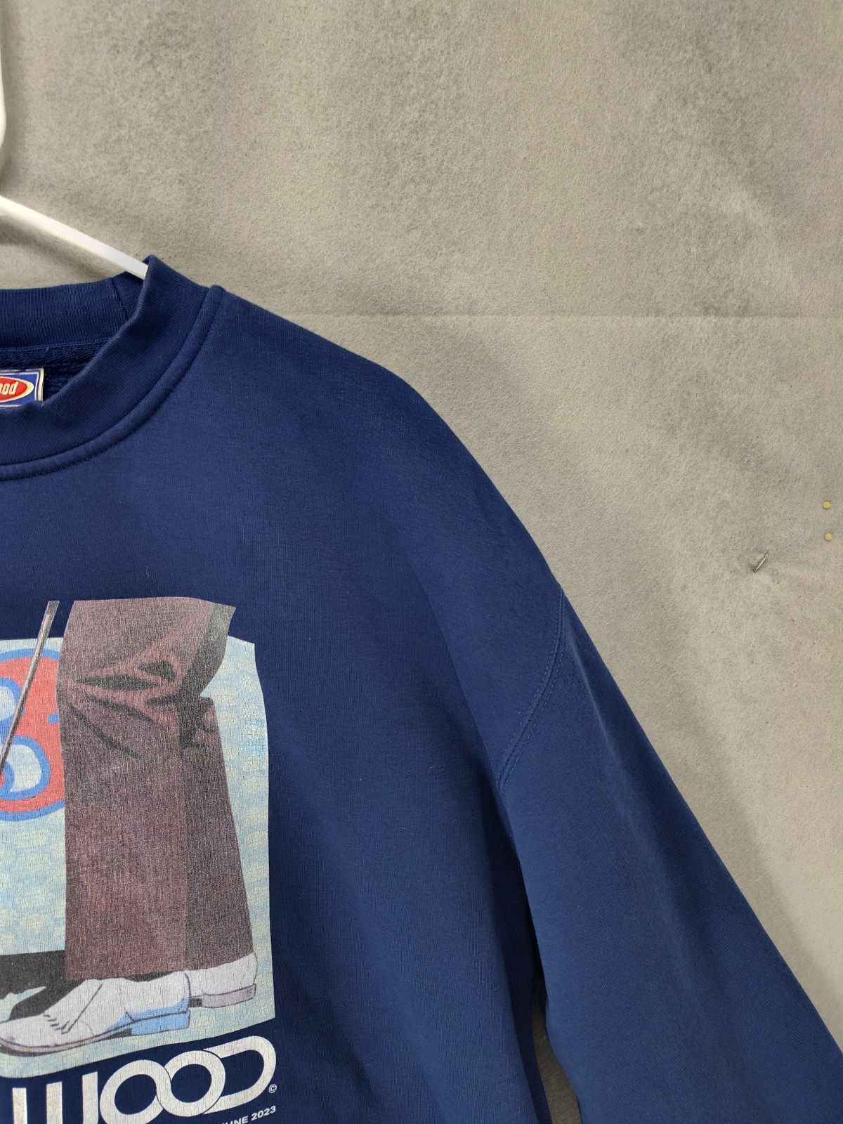 Metalwood Men Sweatshrit Medium Blue Graphic Print Long Sleeve Regular Pullover