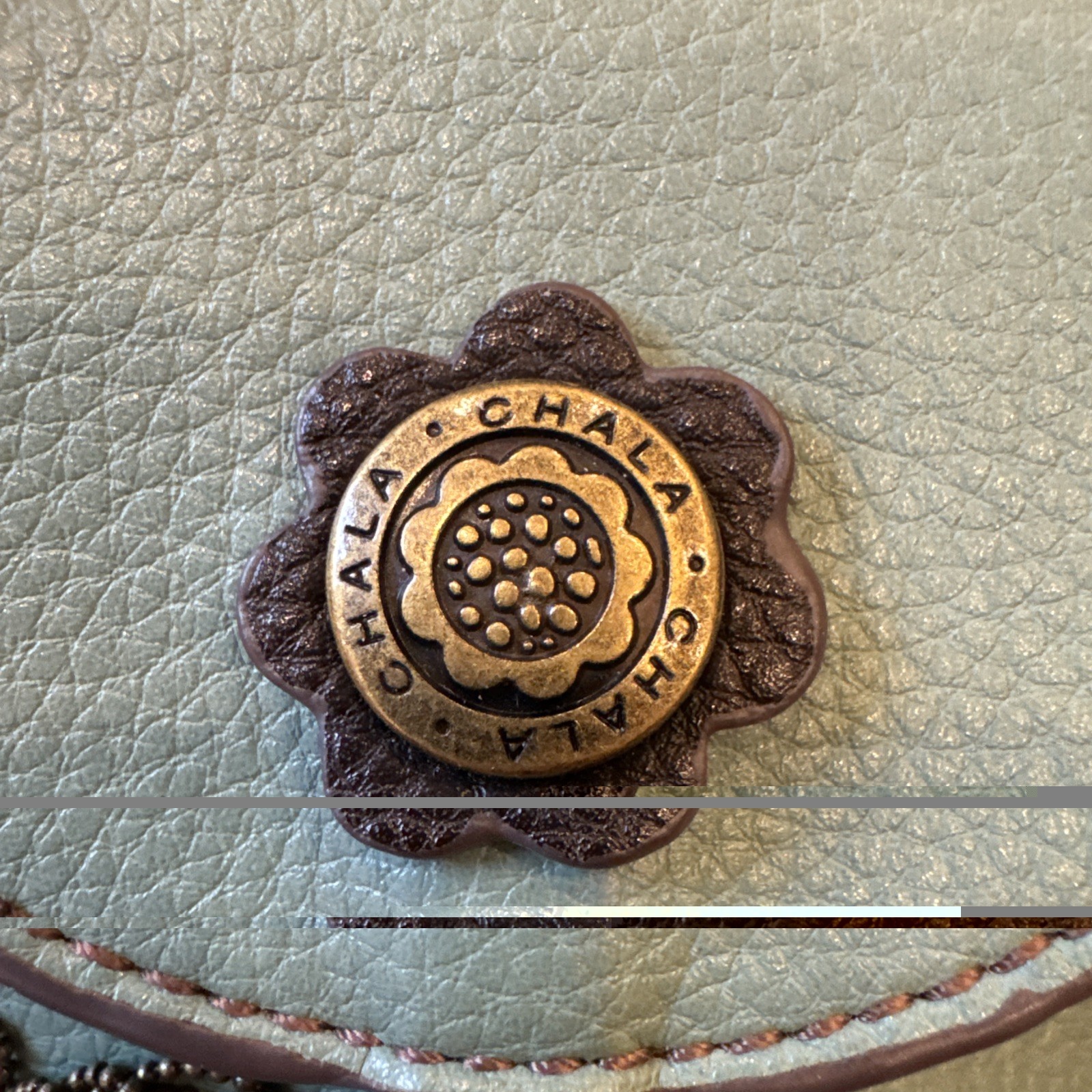 Chala Charming Leather Pouch Crossbody Flap w/metal Tassel, Brown Stitching EUC