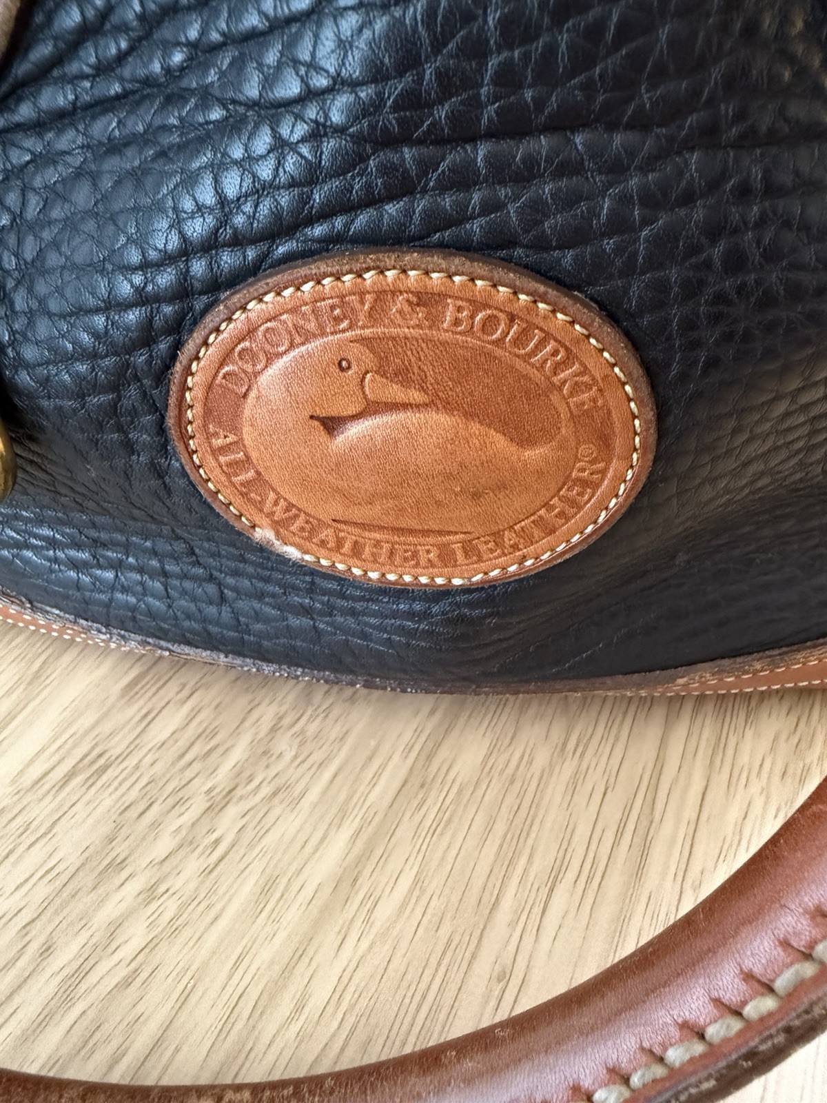 Dooney Bourke Black Leather Norfolk Satchel Vintage All-Weather